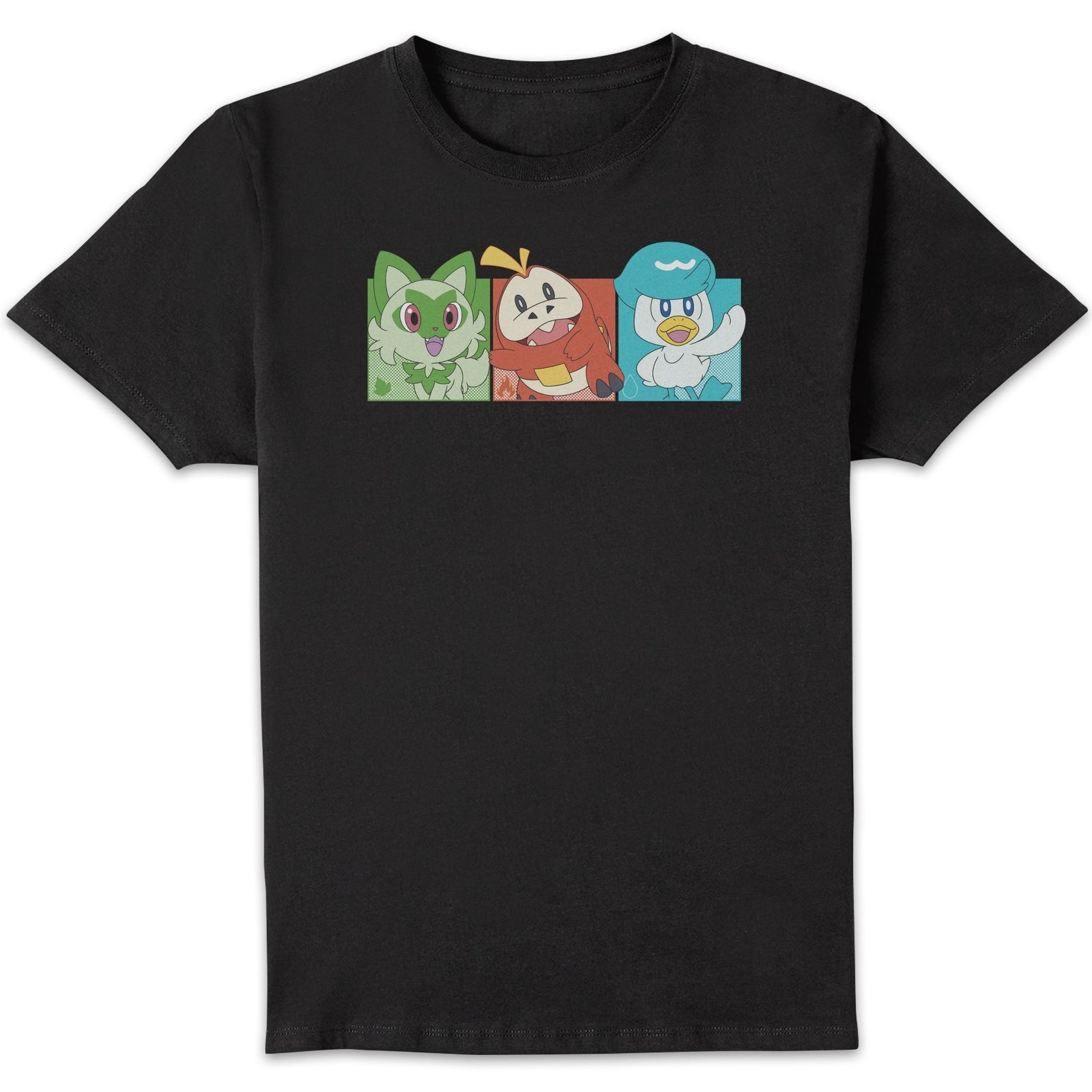 Pokemon 1st Starters Panels Unisexe T-shirt - Noir