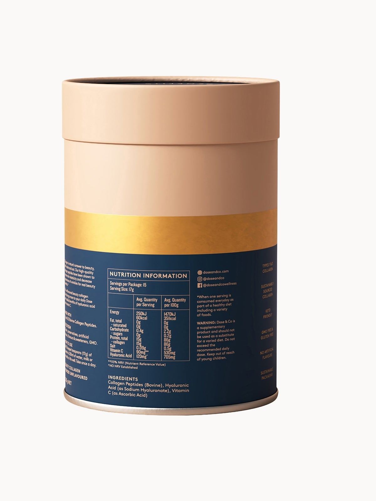 Dose & Co Beauty Collagen with Hyaluronic Acid and Vitamin C Powder 255g 4