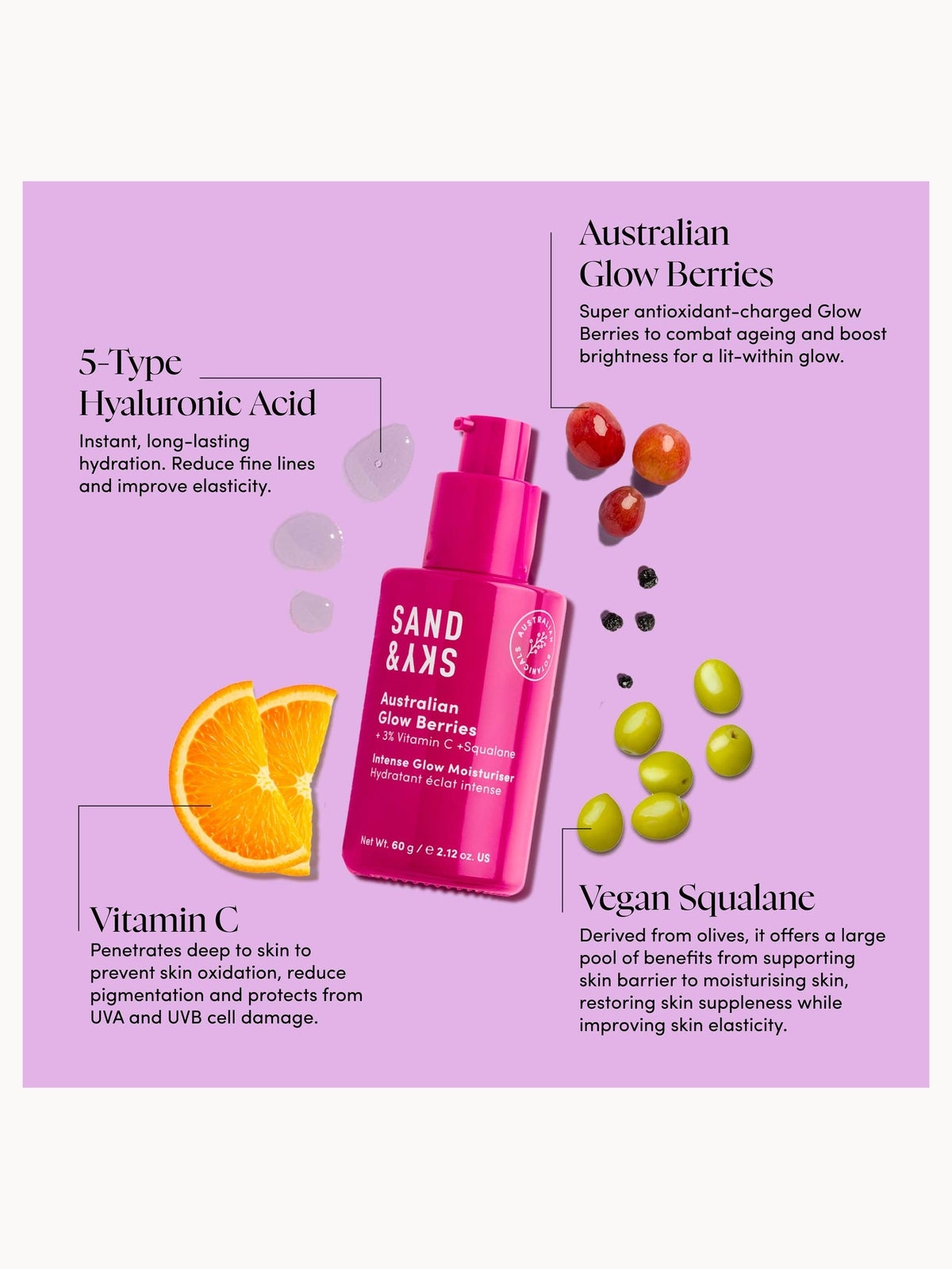 Sand & Sky Australian Glow Berries Intense Glow Moisturiser 60g 4