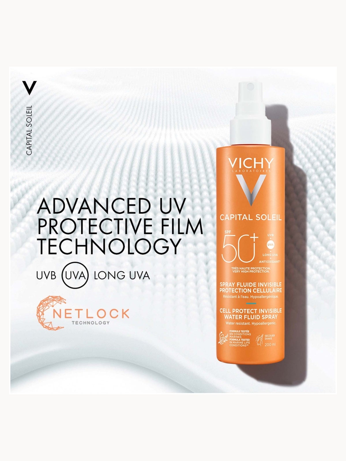 Vichy Capital Soleil Cell Protect Invisible High UVA and UVB Sun Protection Spray SPF50+ 200ml 4