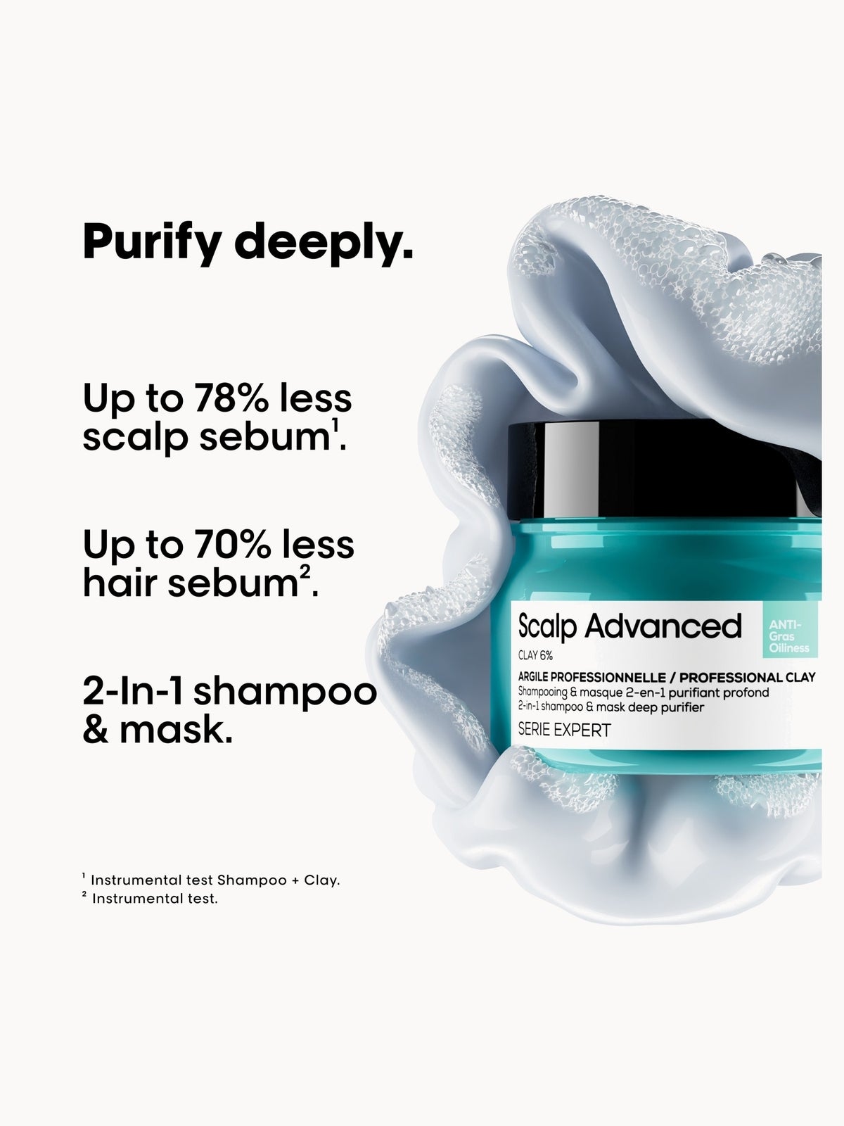 L'Oréal Professionnel Serié Expert Scalp Advanced Anti-Oiliness 2-in-1 Deep Purifier Clay Hair Mask 250ml, photo 2