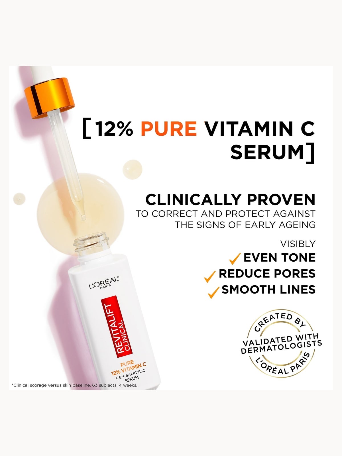 L'Oréal Paris Revitalift Clinical 12% Pure Vitamin C Brightening Serum 30ml, photo 3