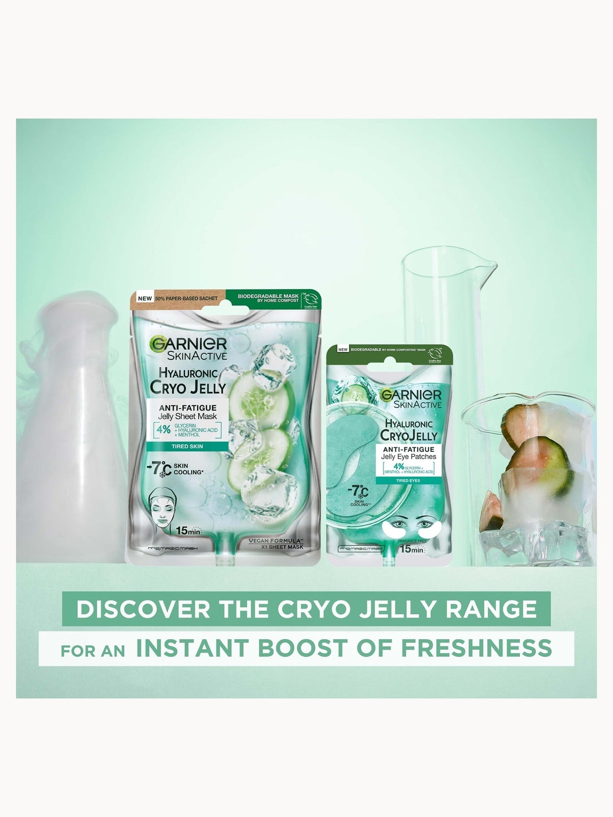 Garnier Anti-Fatigue Hyaluronic Acid and Icy Cucumber Cryo Jelly Face Mask 27g 4