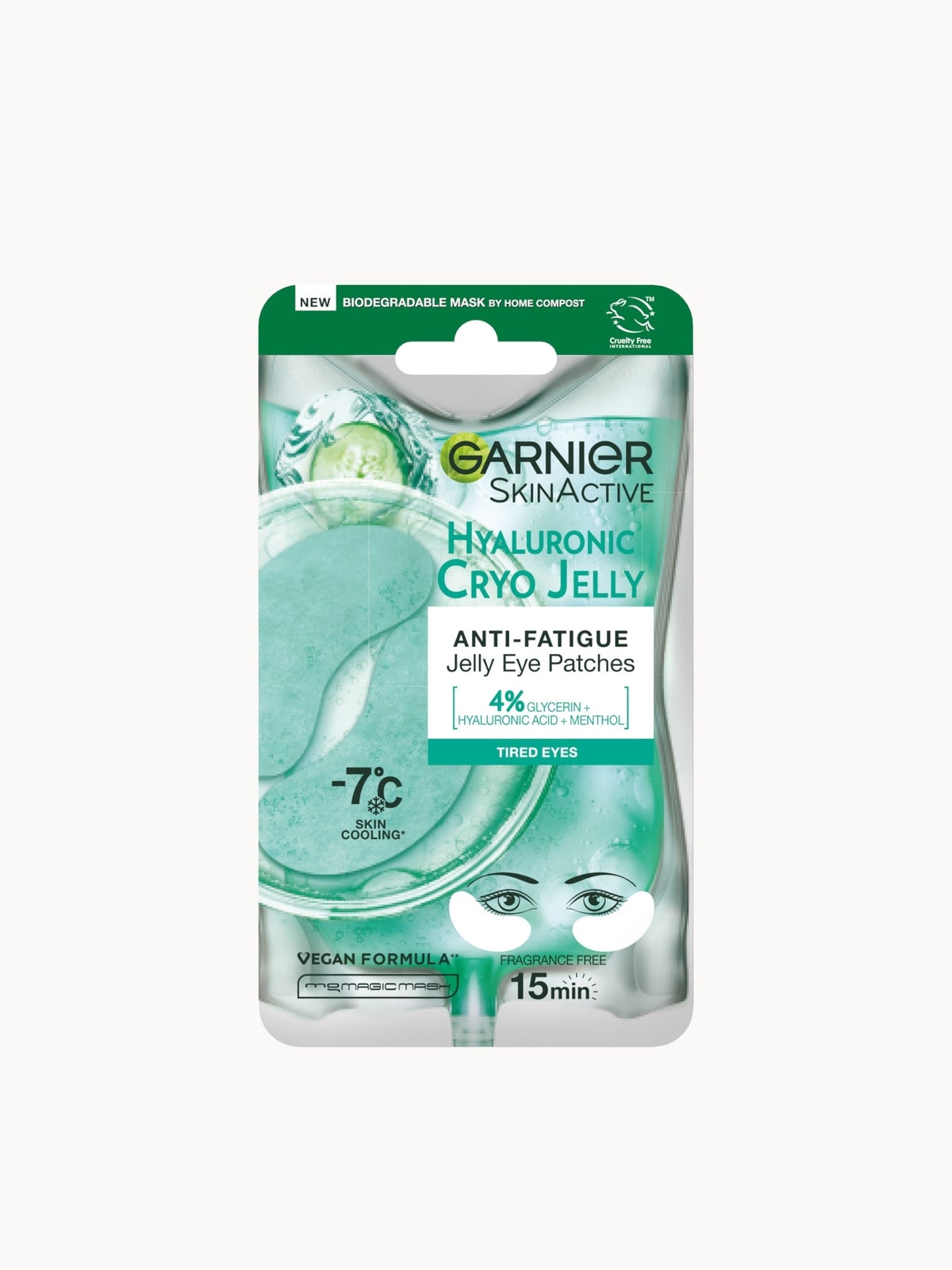 Garnier Anti-Fatigue Hyaluronic Acid and Icy Cucumber Cryo Jelly Eye Patches