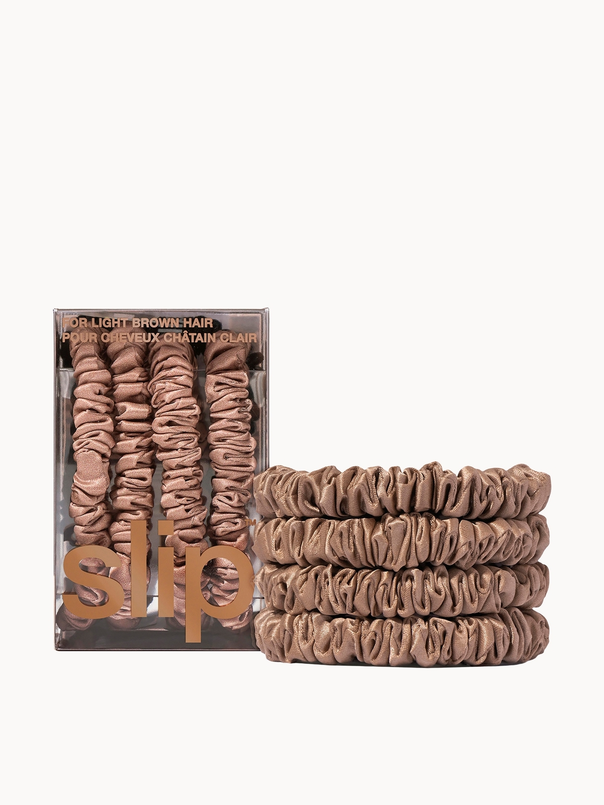 Slip Pure Silk Skinny Scrunchies – Light Brown