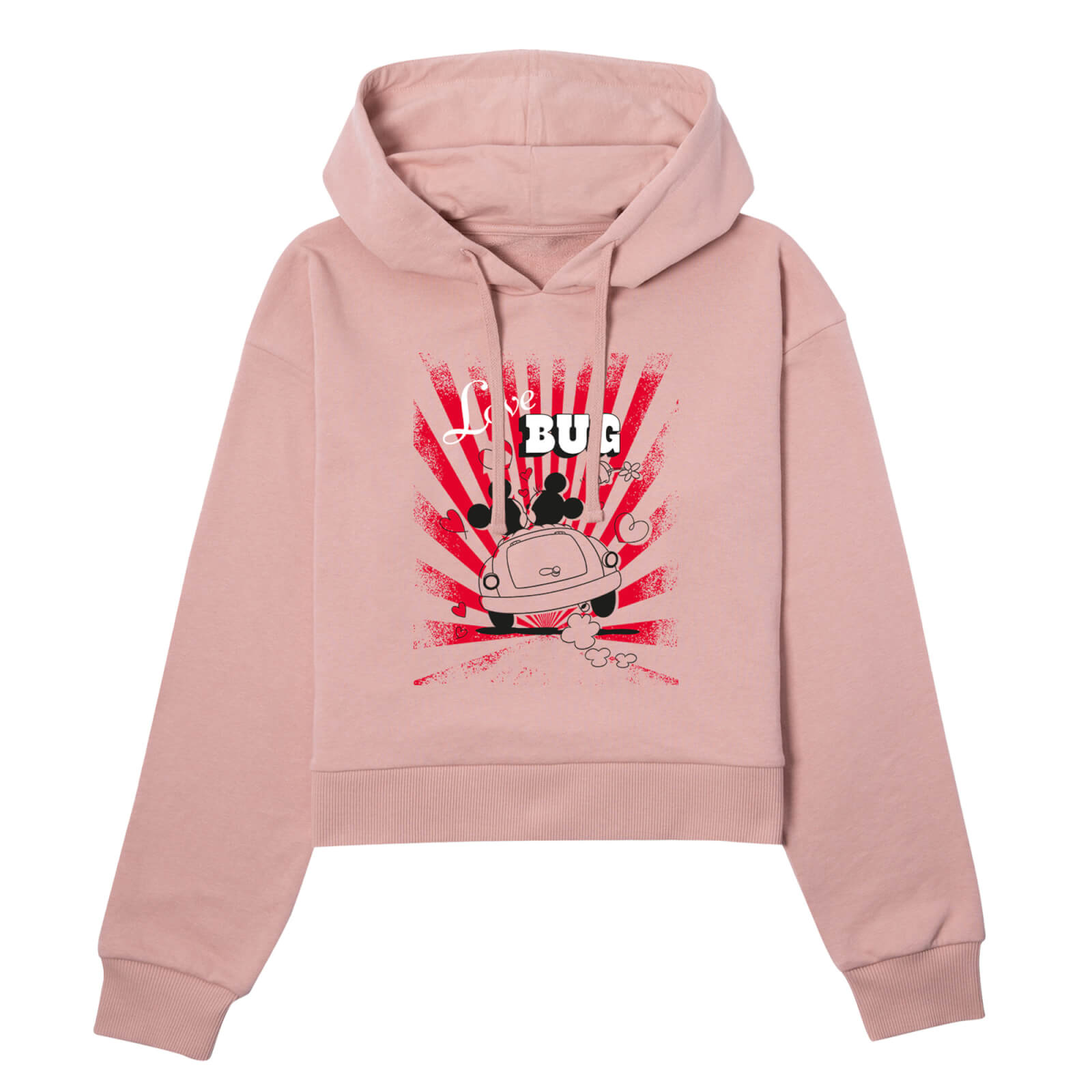 Mickey Mouse Love Bug Women's Cropped Hoodie - Dusty Pink - L - Dusty pink