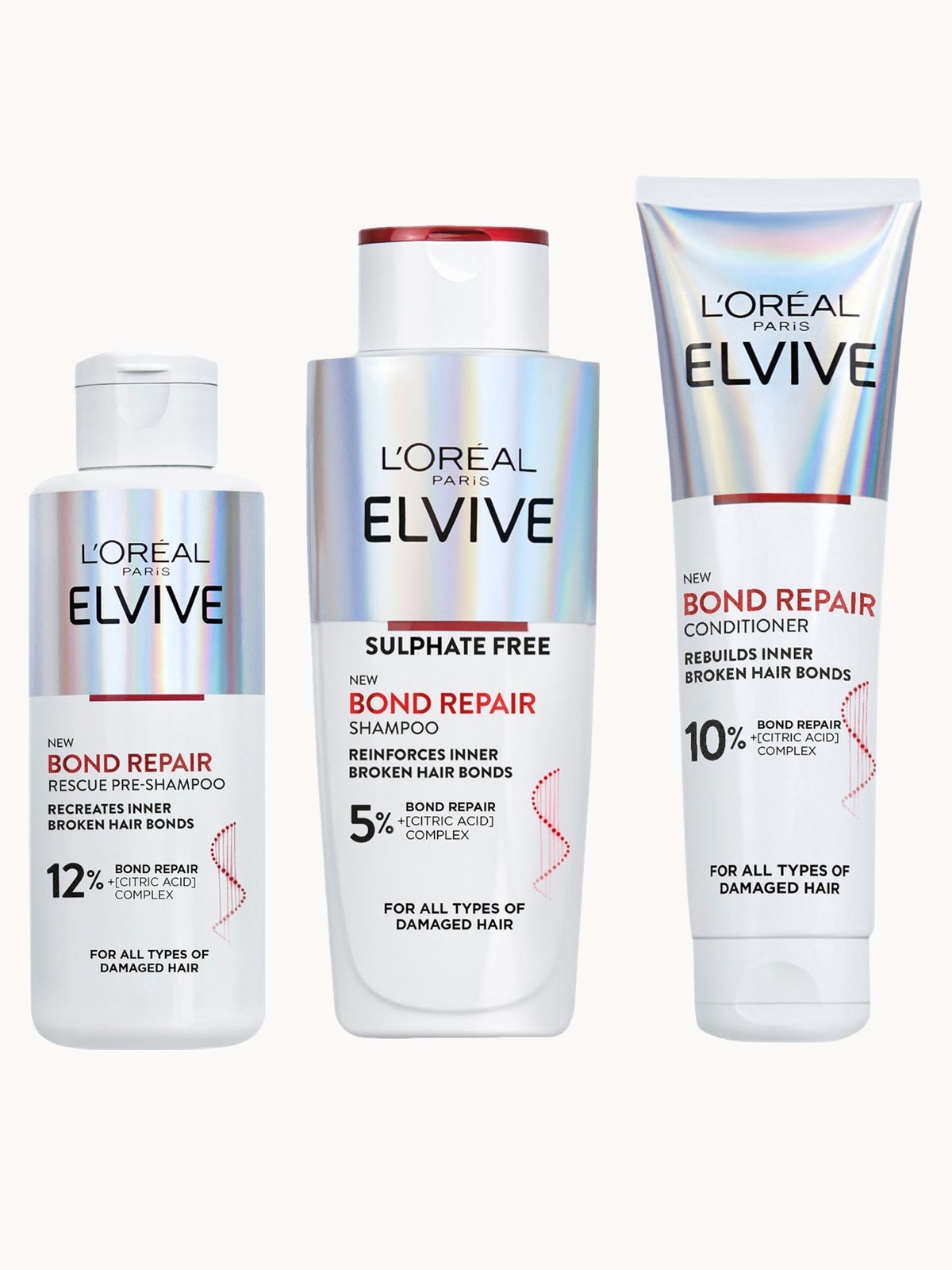 L’Oréal Paris Elvive Bond Repair 3 Step Routine Bundle For Damaged Hair