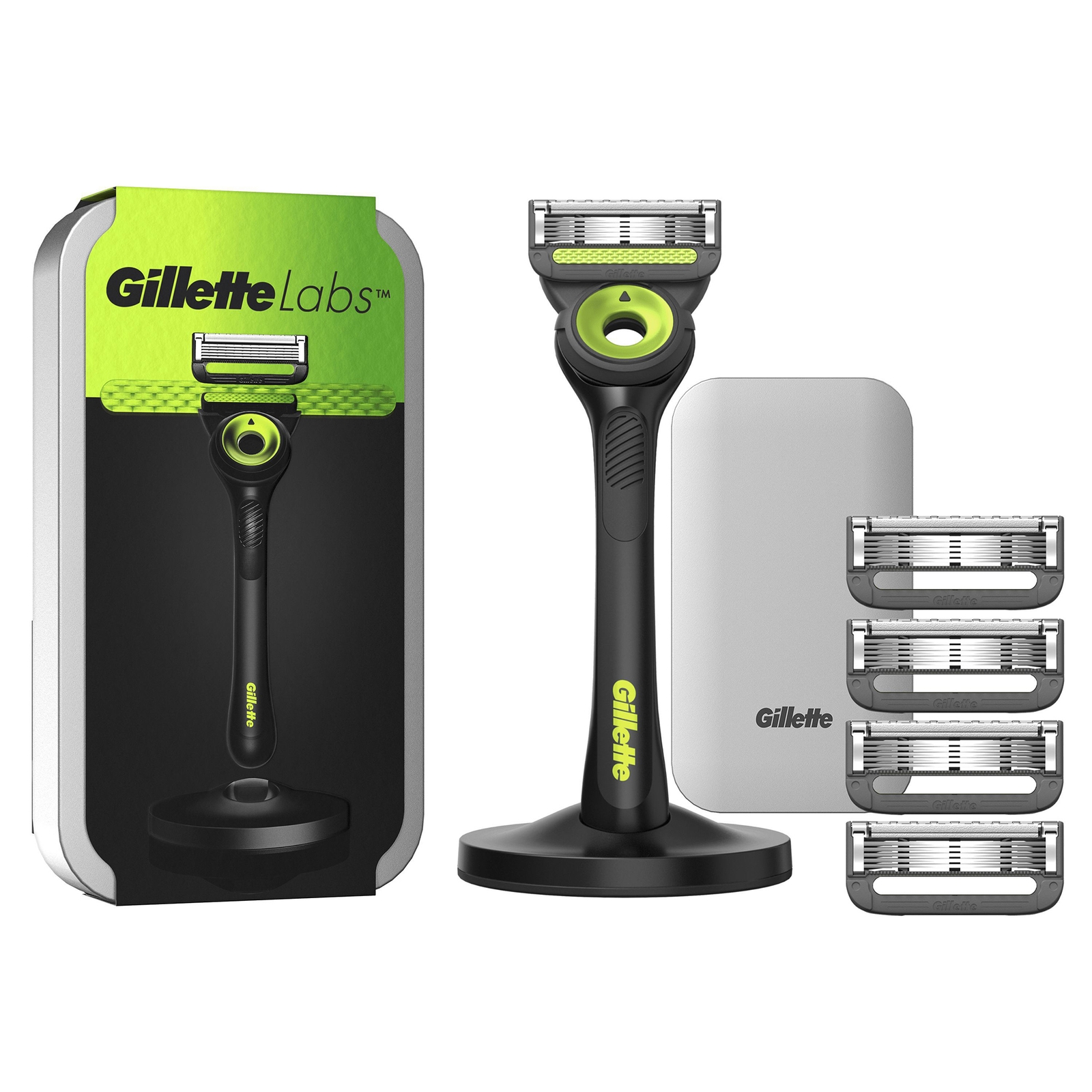 Gillette Labs Razor Travel Case and 4 Blade Refills - Neon Night Green