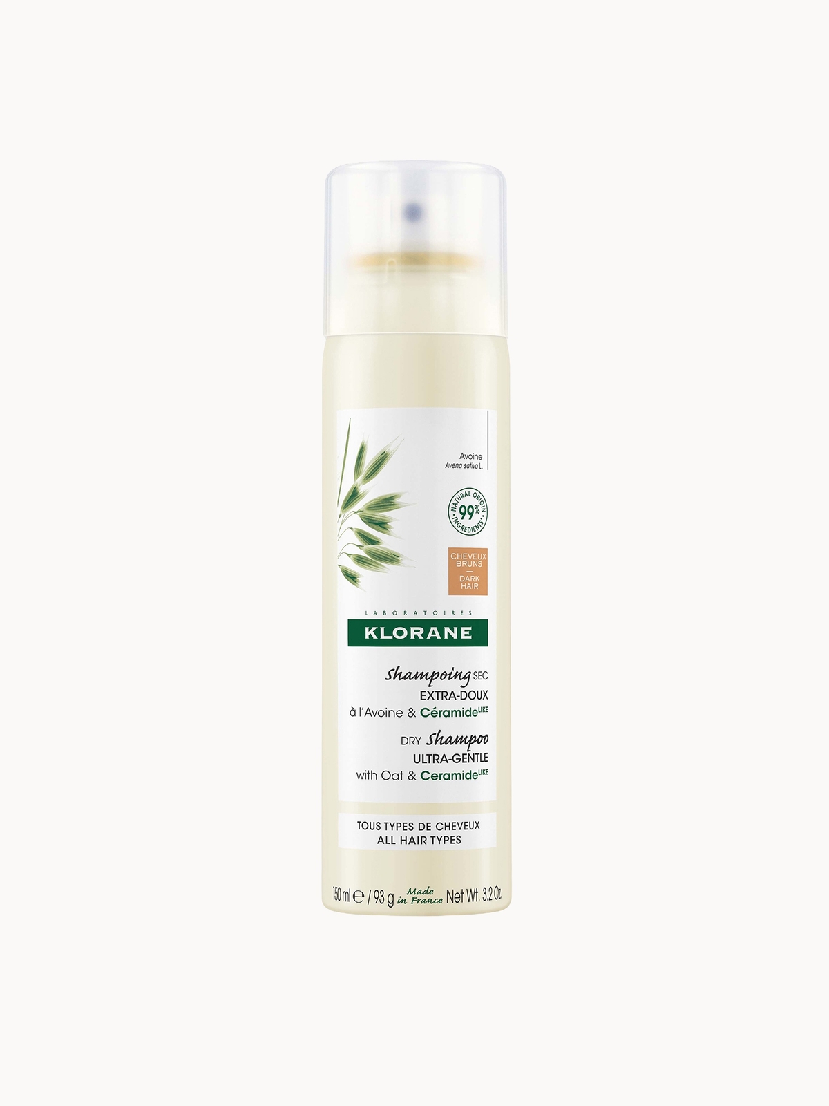 KLORANE Extra-Gentle Tinted Dry Shampoo with Oat and Ceramide LIKE for Brown to Dark Hair 150ml