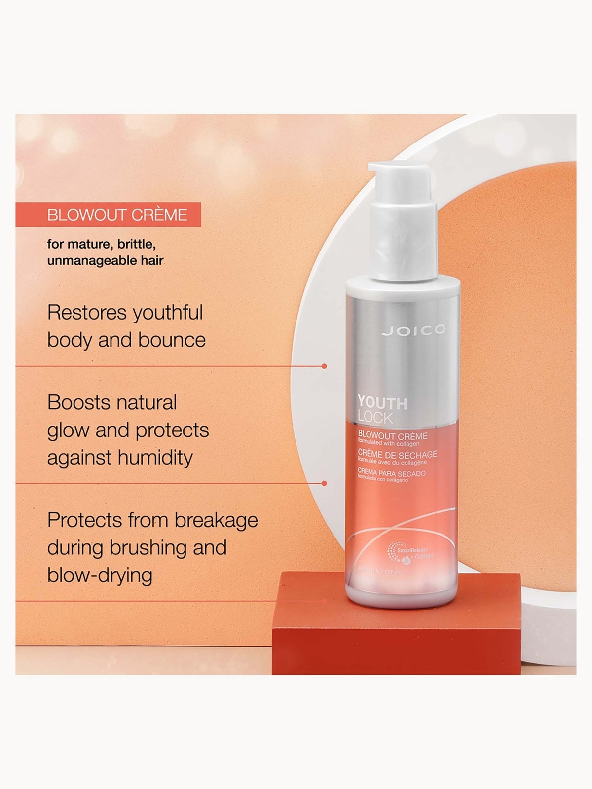 Joico YouthLock Anti-Frizz Blowout Crème 177ml 3