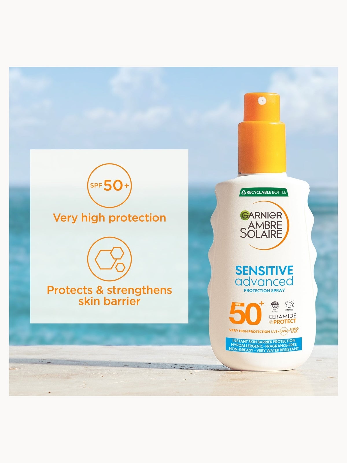 Garnier Ambre Solaire SPF 50+ Sensitive Advanced Sun Spray 150ml 2