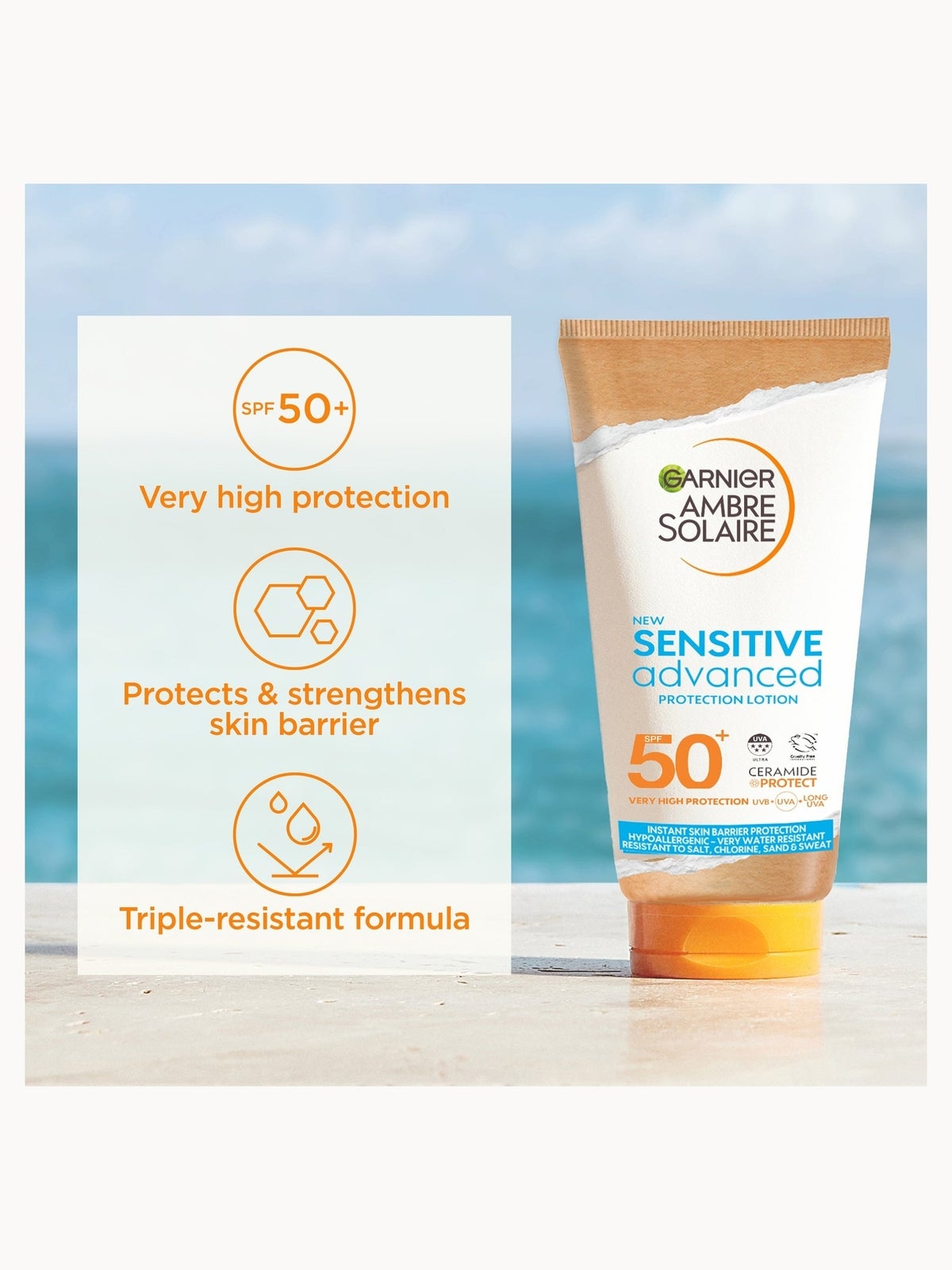 Garnier Ambre Solaire SPF 50+ Sensitive Advanced Sun Protection Cream 175ml 2