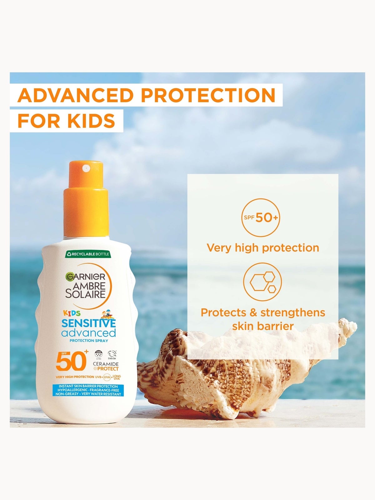Garnier Ambre Solaire Kids' SPF 50+ Sensitive Advanced Sun Spray 150ml 2