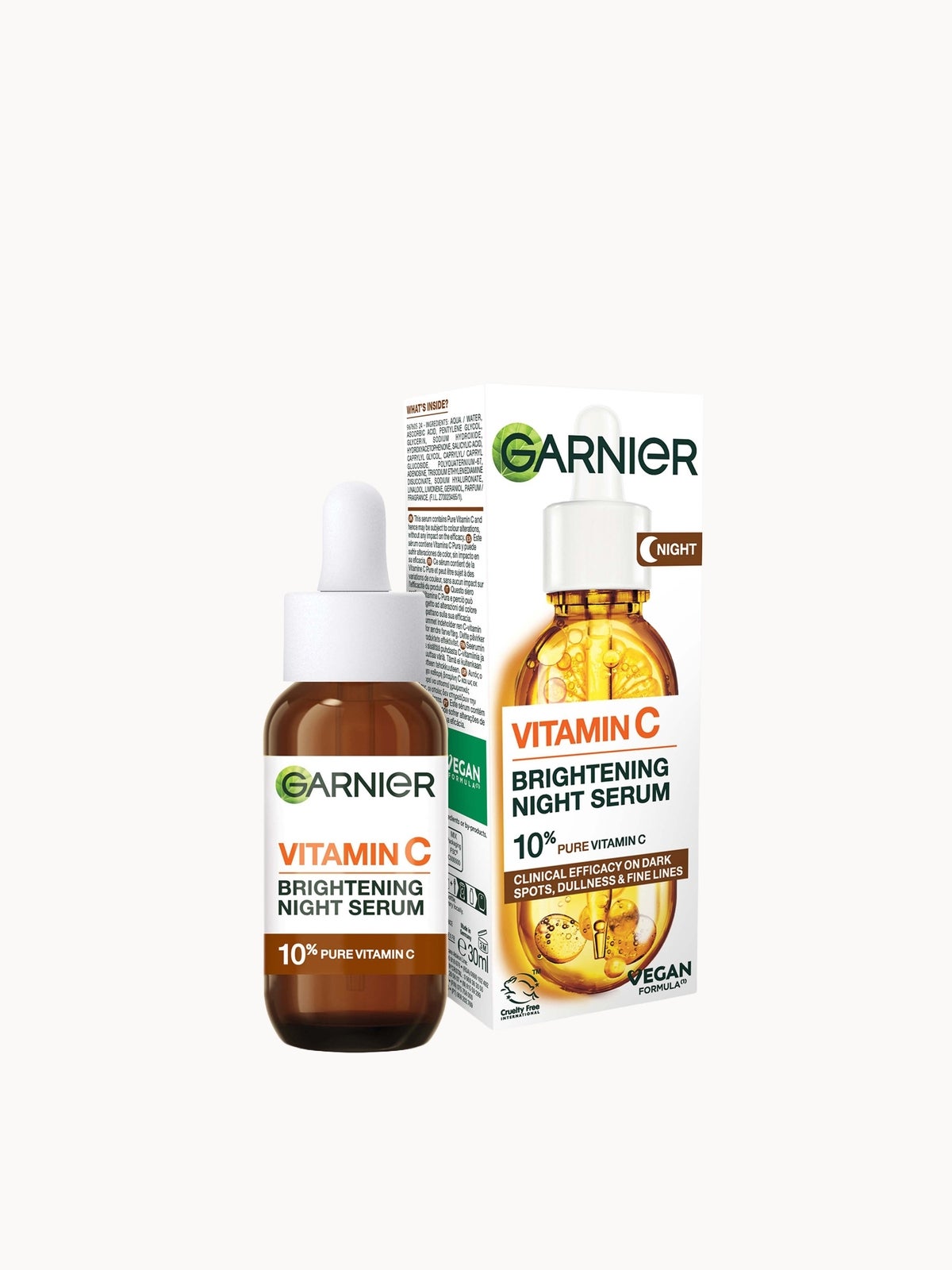 Garnier Targeted Anti Dark Spot Night Serum for Face, 10% Pure Vitamin C & Hyaluronic Acid 30ml