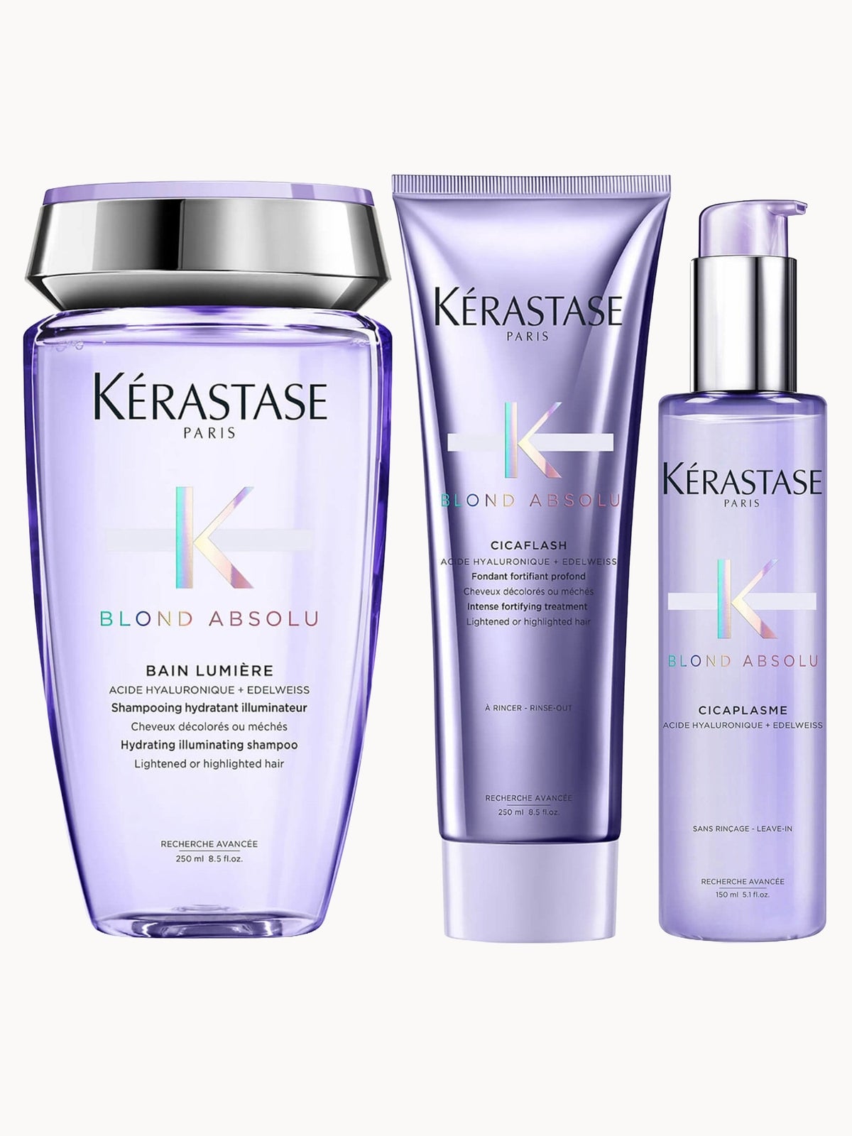Kérastase Blond Absolu Shampoo, Conditioner and Treatment Hair Routine for Lightened or Highlighted Hair
