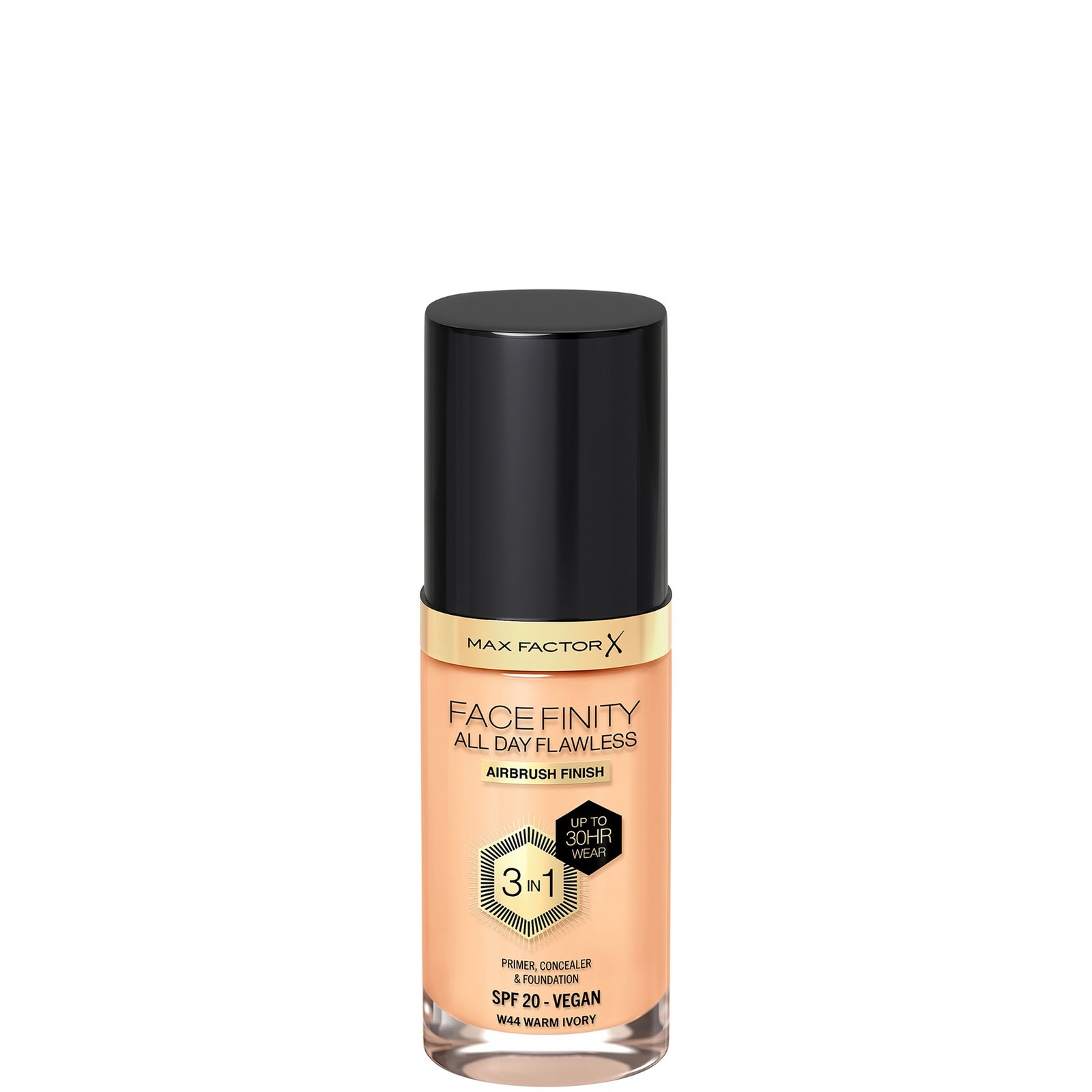 Max Factor Facefinity All Day Flawless 3 in 1 Vegan Foundation 30ml (Various Shades) - W44 - WARM IVORY
