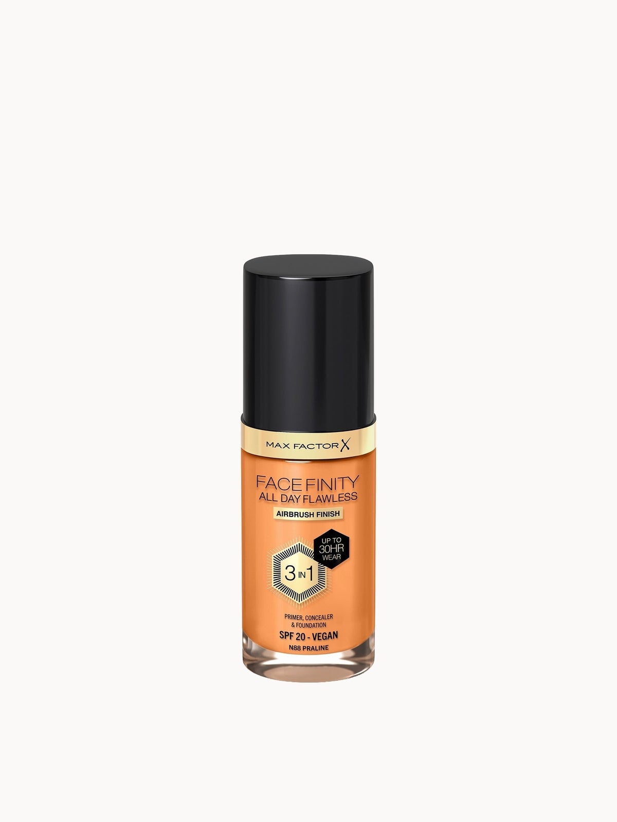 Max Factor Facefinity All Day Flawless 3 in 1 Vegan Foundation 30ml (Various Shades) - N88 - PRALINE
