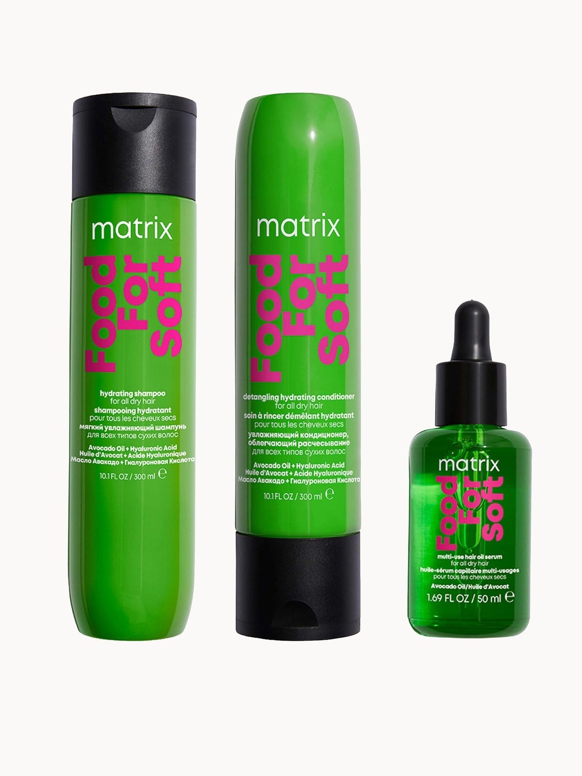 Matrix Food for Soft Hydrating Shampoo, Conditioner and Hair Oil with Avocado Oil and Hyaluronic Acid for Dry Hair Routine