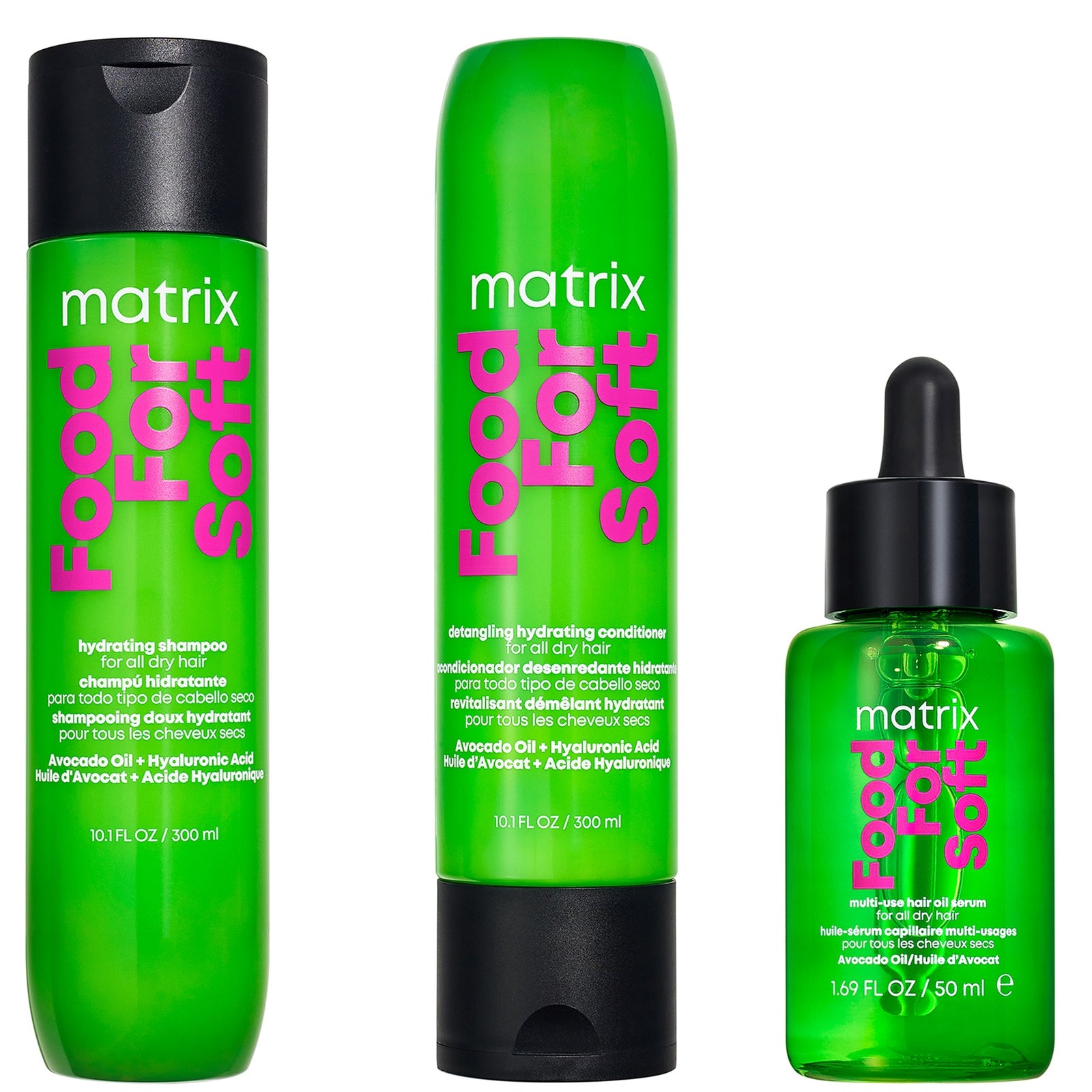 Matrix Food for Soft Hydrating Shampoo, Conditioner and Hair Oil with Avocado Oil and Hyaluronic Acid for Dry Hair Routine