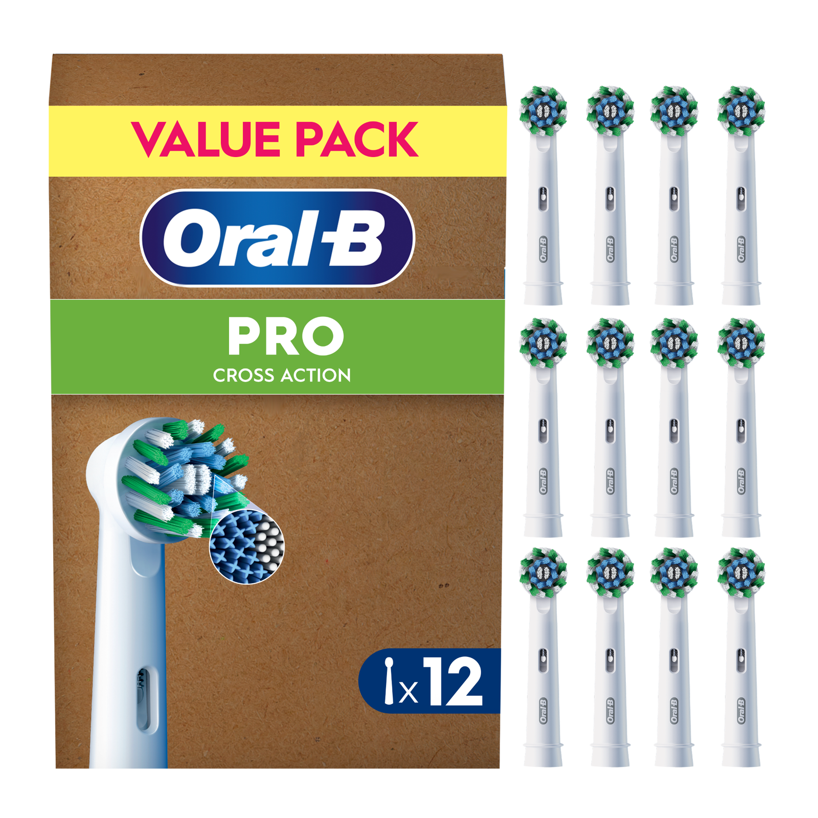 Oral-B Pro Cross Action Toothbrush Heads White 12 Pack
