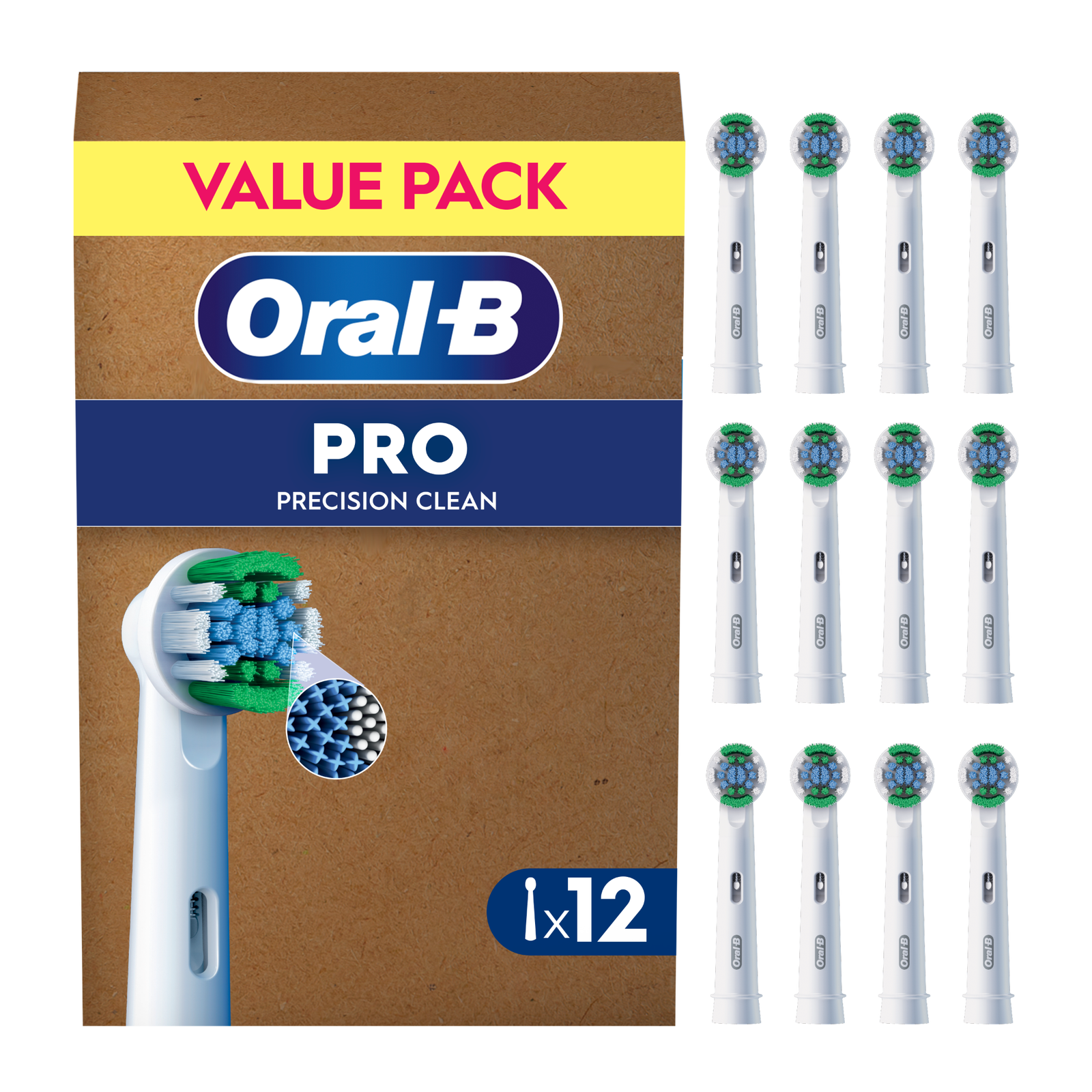 Oral-B Pro Precision Clean Toothbrush Heads White 12 Pack: retailer-supplied image