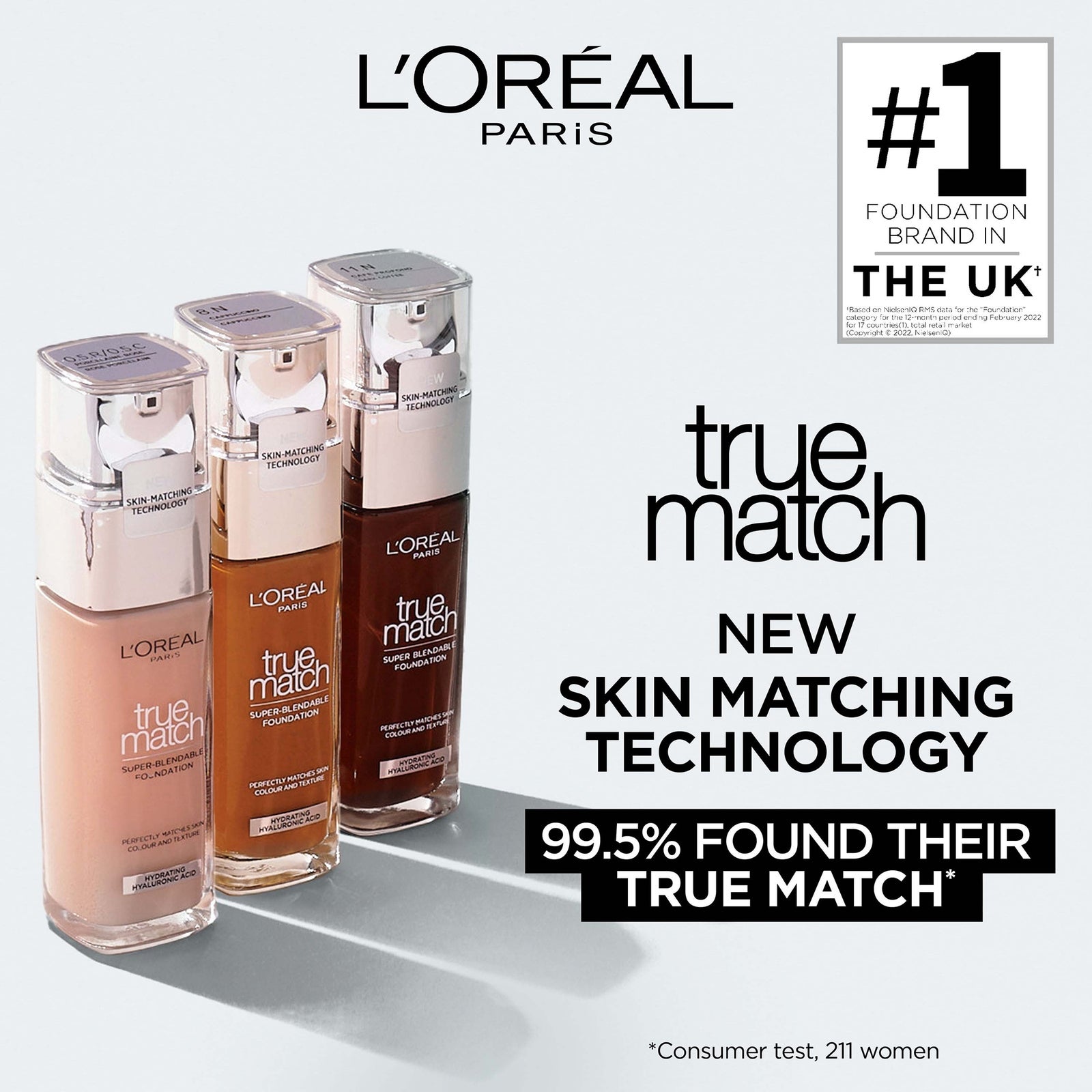 L'Oréal Paris True Match Liquid Foundation with SPF and Hyaluronic Acid 30ml (Various Shades) - 10W Deep Golden 2