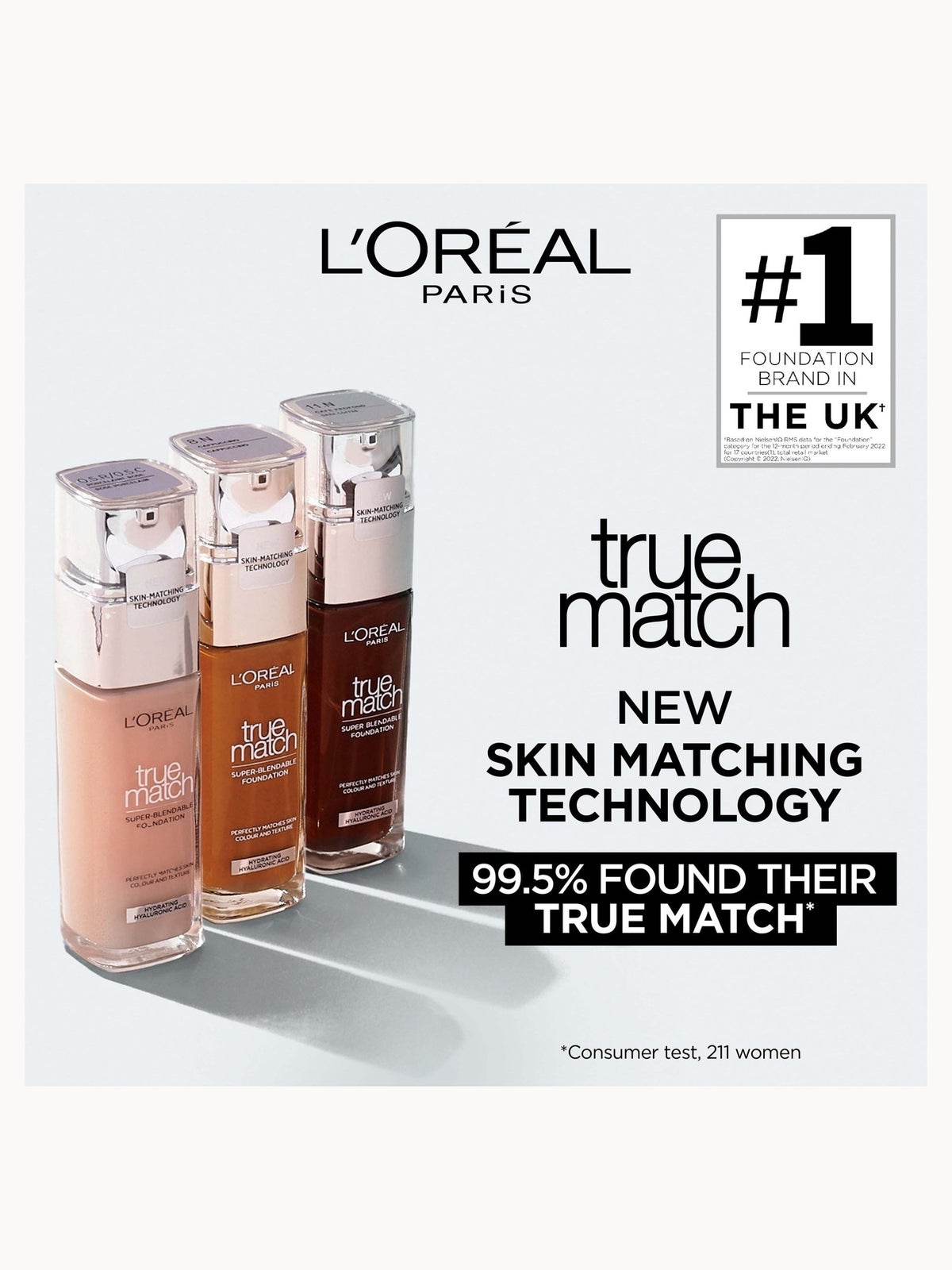 L'Oréal Paris True Match Liquid Foundation with SPF and Hyaluronic Acid 30ml (Various Shades) - 10W Deep Golden 2