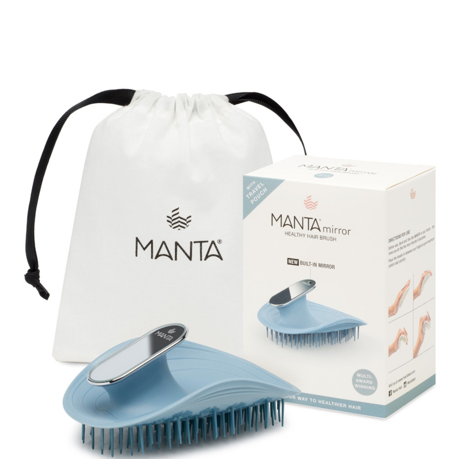 

Manta Mirror Blue Hairbrush