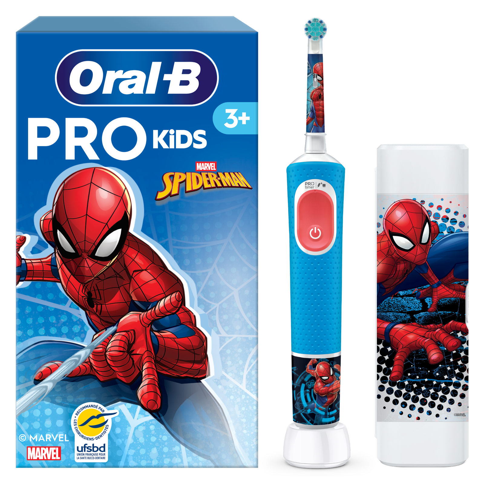 Oral-B Vitality Pro Kids Spiderman Electric Toothbrush with Travel Case - Toothbrush: retailer-supplied image