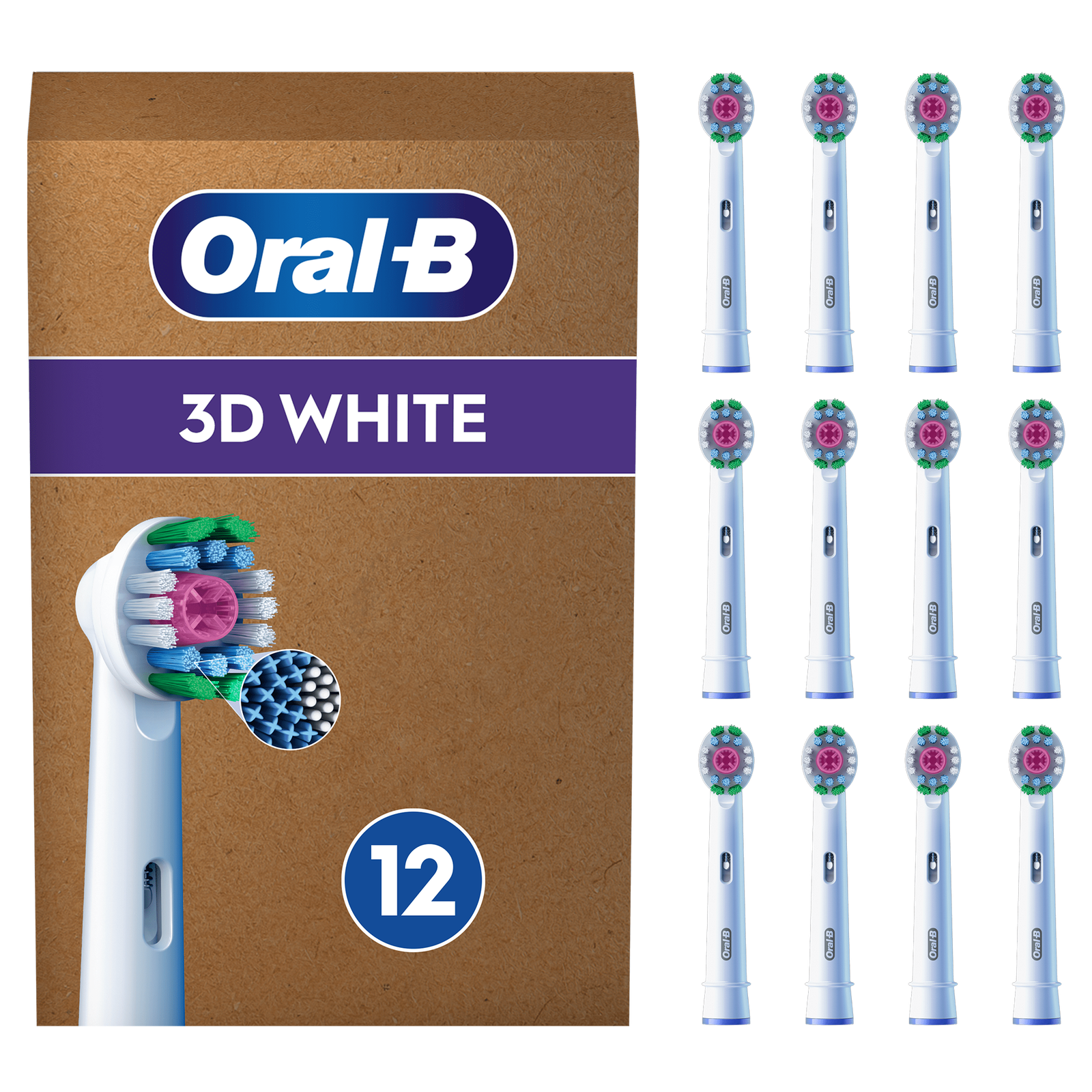 Oral-B Pro 3D White Toothbrush Heads White 12 Pack