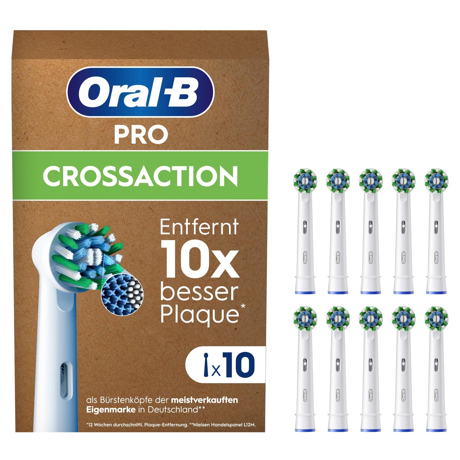 Oral-B Aufsteckbürsten PRO CrossAction, Weiß, 10 Stück | Original Zahnbürstenaufsatz für Elektrische Zahnbürste, Gründliche Plaque-Entfernung und Überlegene Zahnreinigung - Bild 4