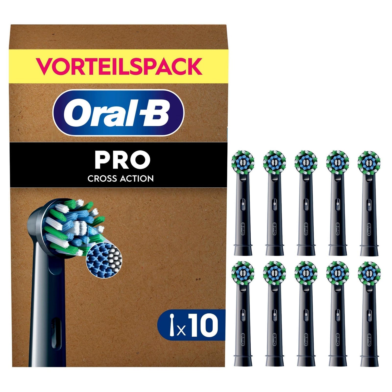 Oral B CrossAction Black Toothbrush Head 10 pack
