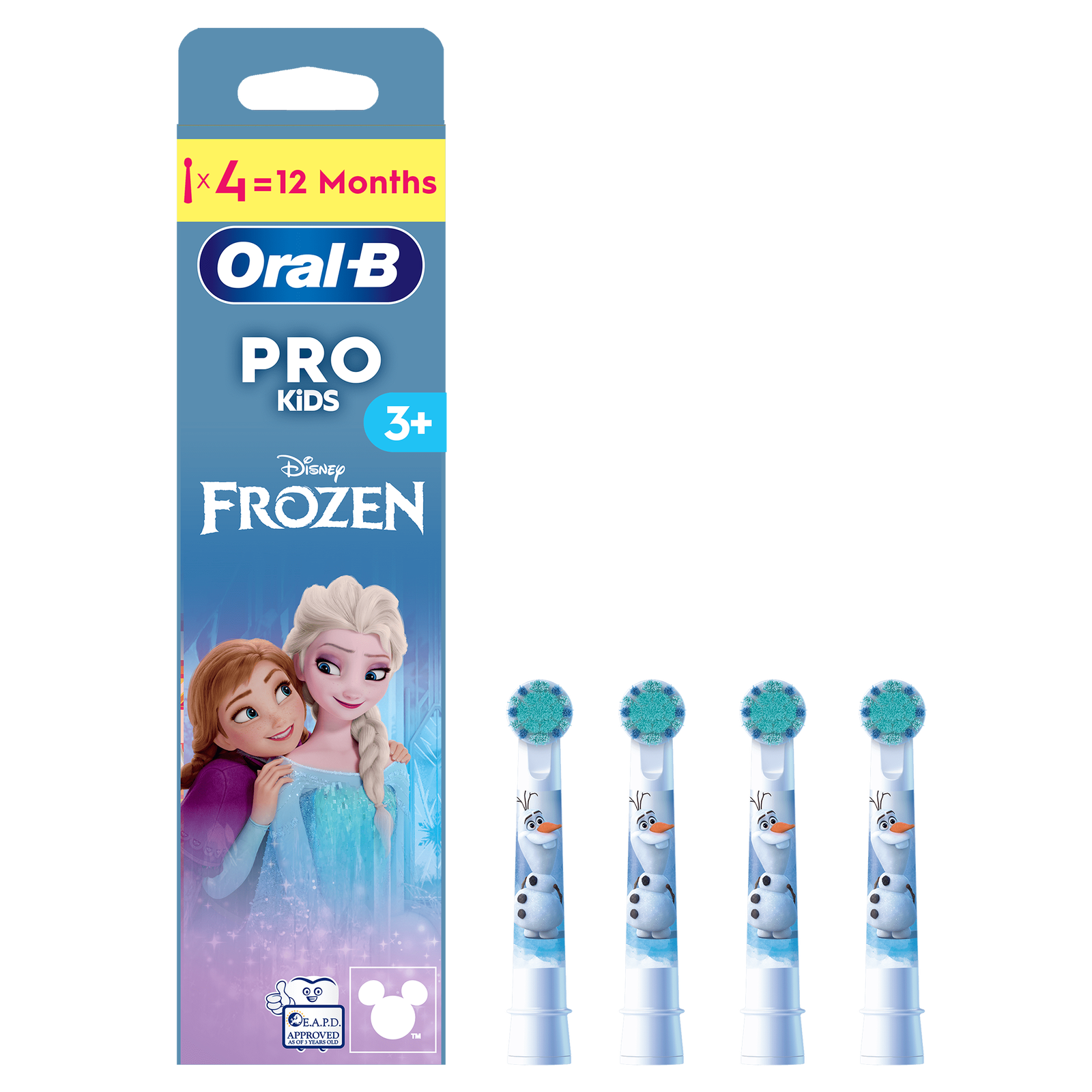 Oral-B Pro Kids Frozen Toothbrush Heads 4 Pack White: retailer-supplied image