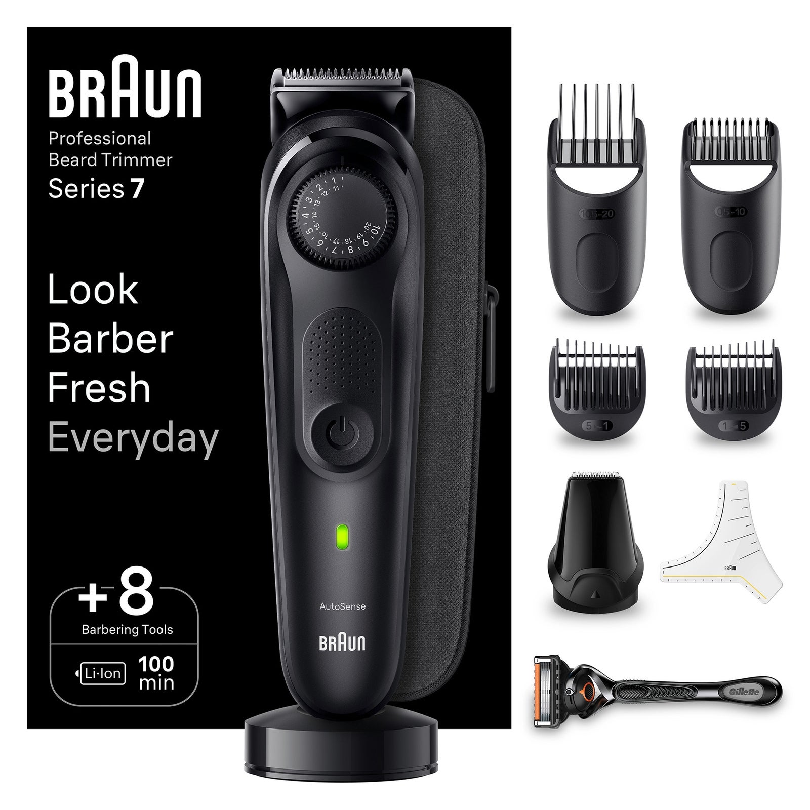 Men's Black Braun Beard Trimmer Series 7 Bt7440