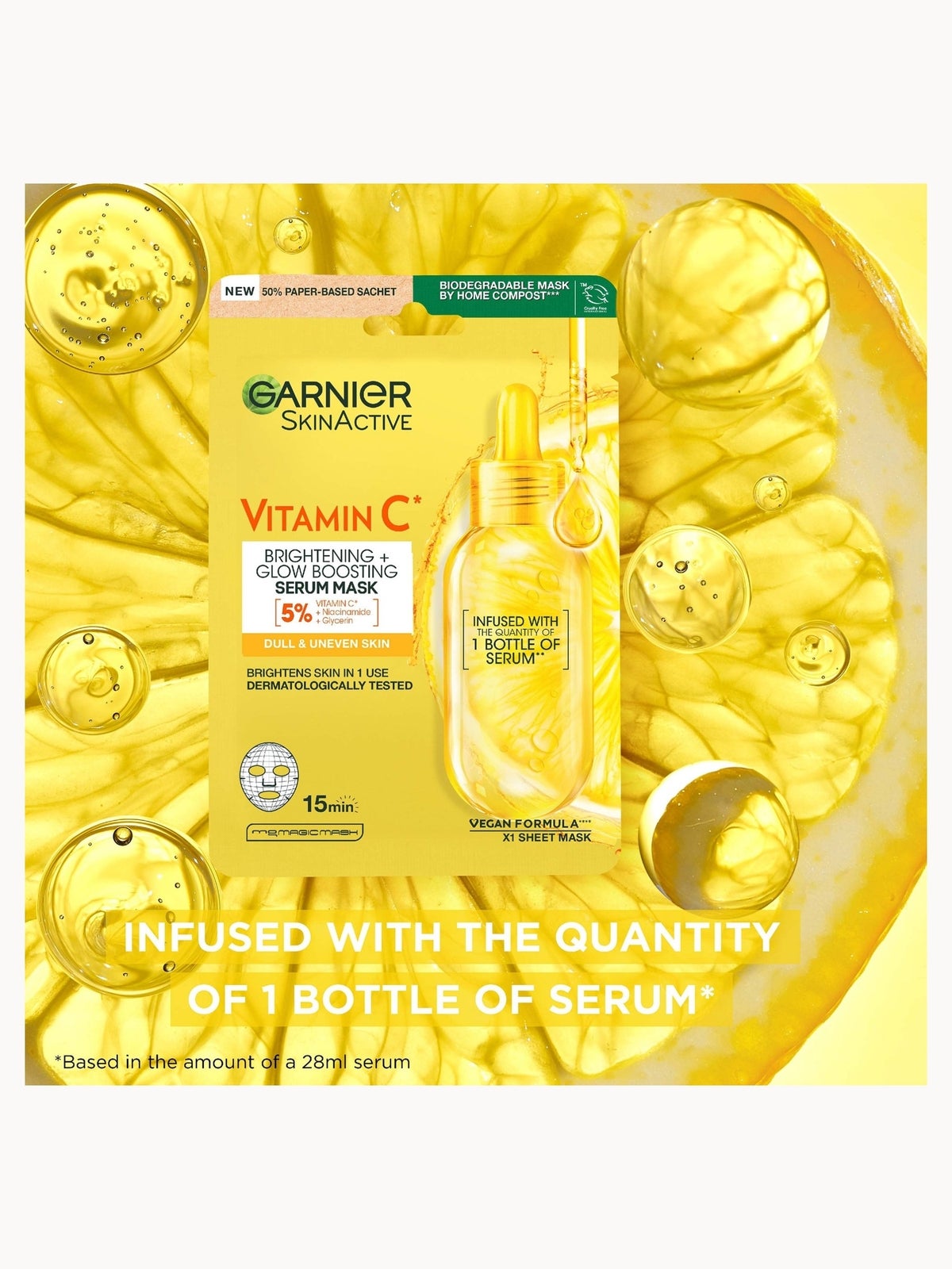 Garnier SkinActive Moisture Bomb Hydrating and Brightening Vitamin C Sheet Mask Set of 5 3