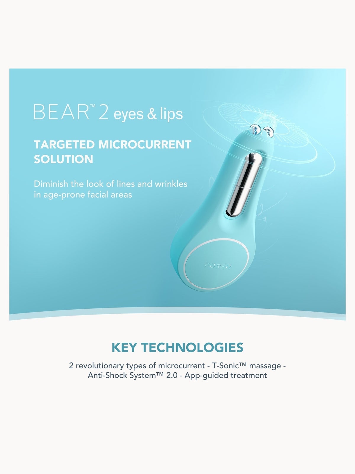 FOREO BEAR 2 Facial Toning Device for Eyes and Lips - Arctic Blue 2
