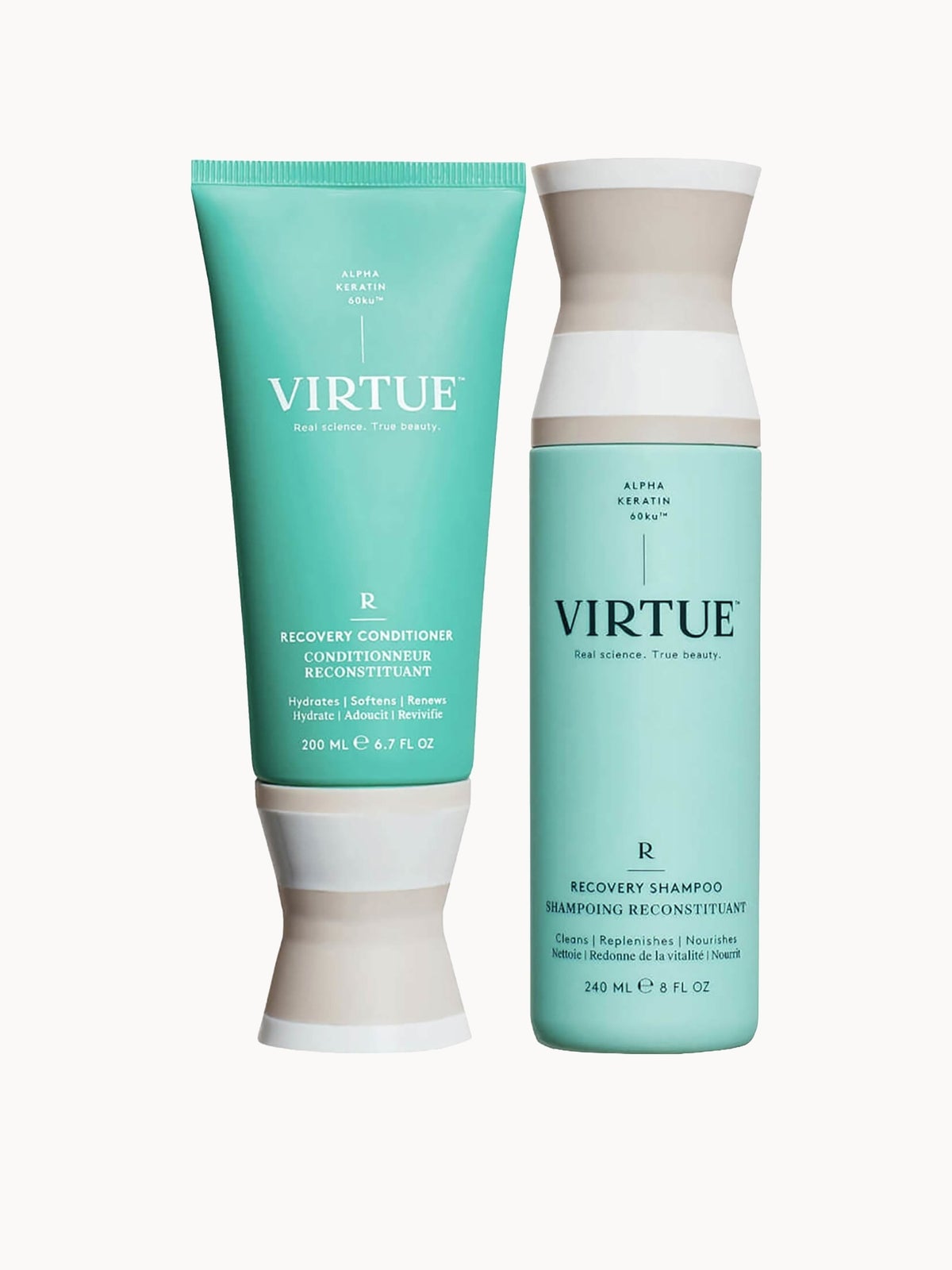 VIRTUE Recovery Shampoo and Conditioner Duo For Dry, Damaged and Coloured Hair