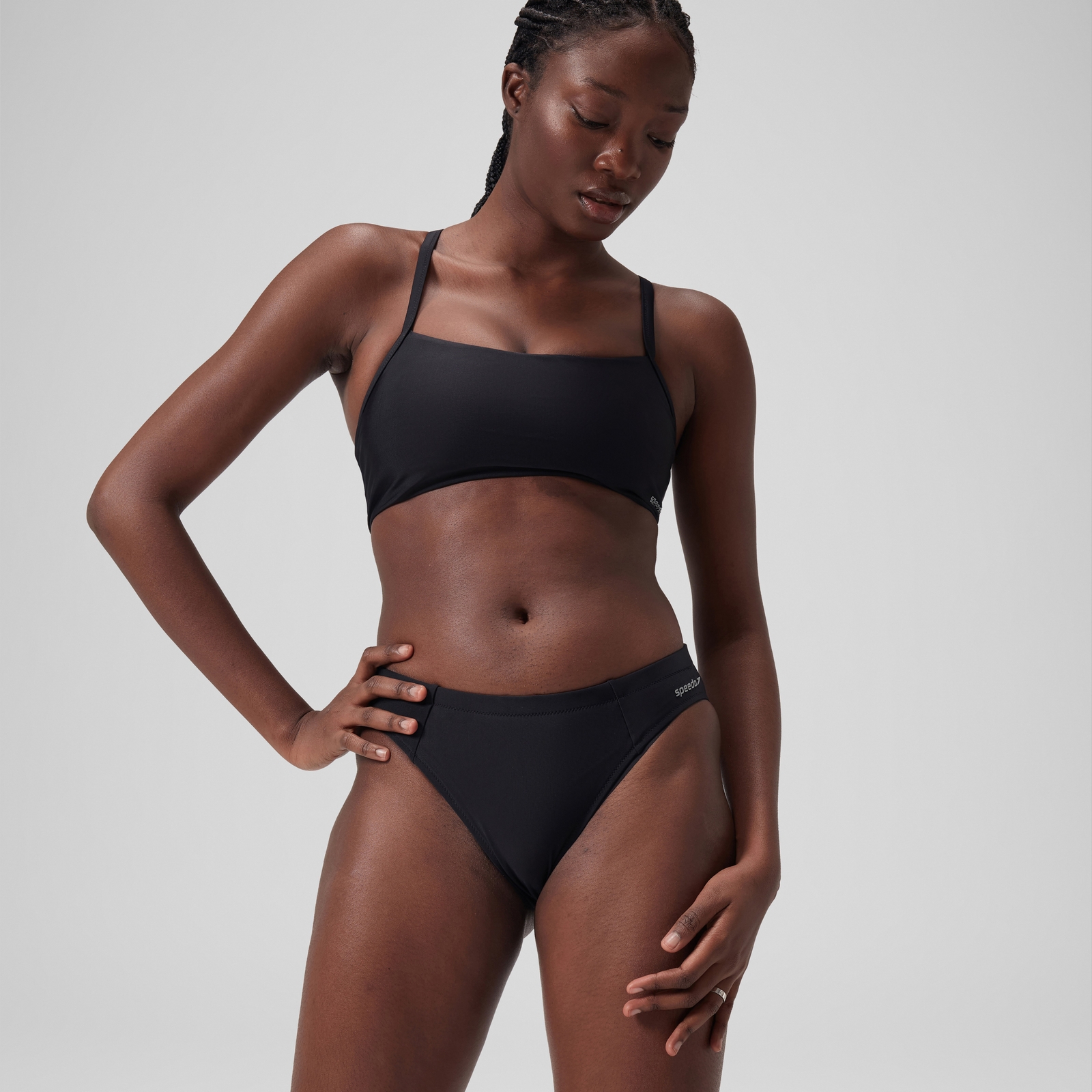 Women's Solid Classic Bikini Bottom Dark Grey