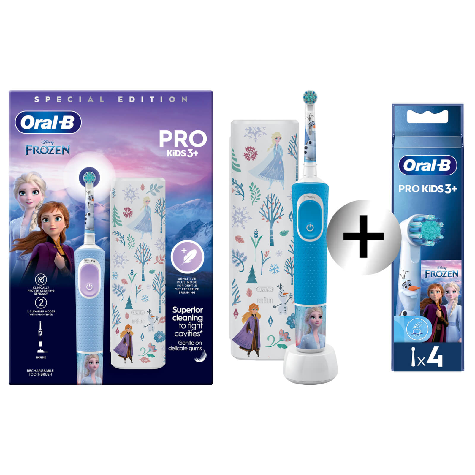 Oral B Kids Electric Toothbrush Frozen Giftset - Vitality PRO - Toothbrush + 4 Refills