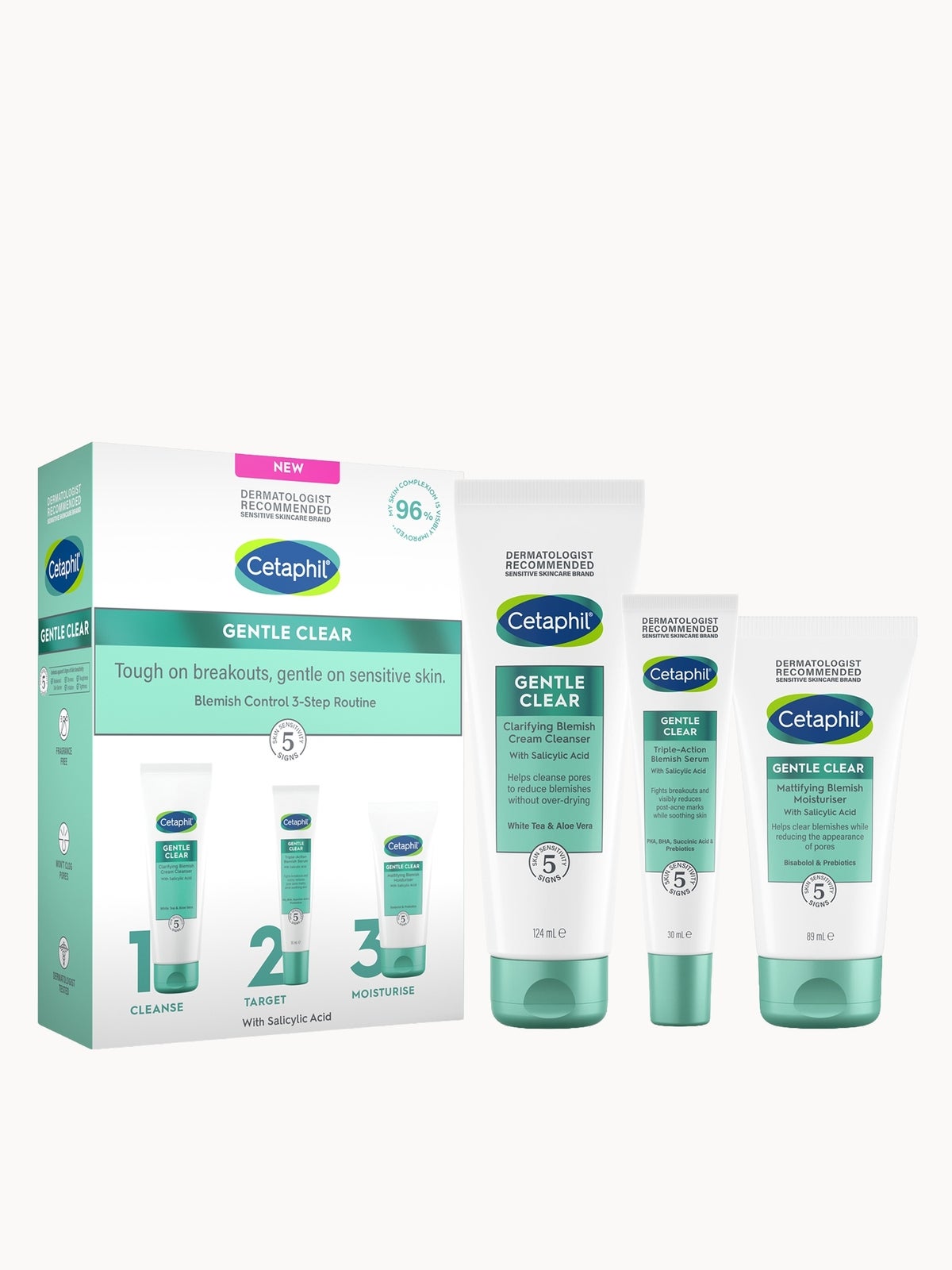 Cetaphil Gentle Clear Blemish Control 3-Step Routine Kit (Worth £46.50)