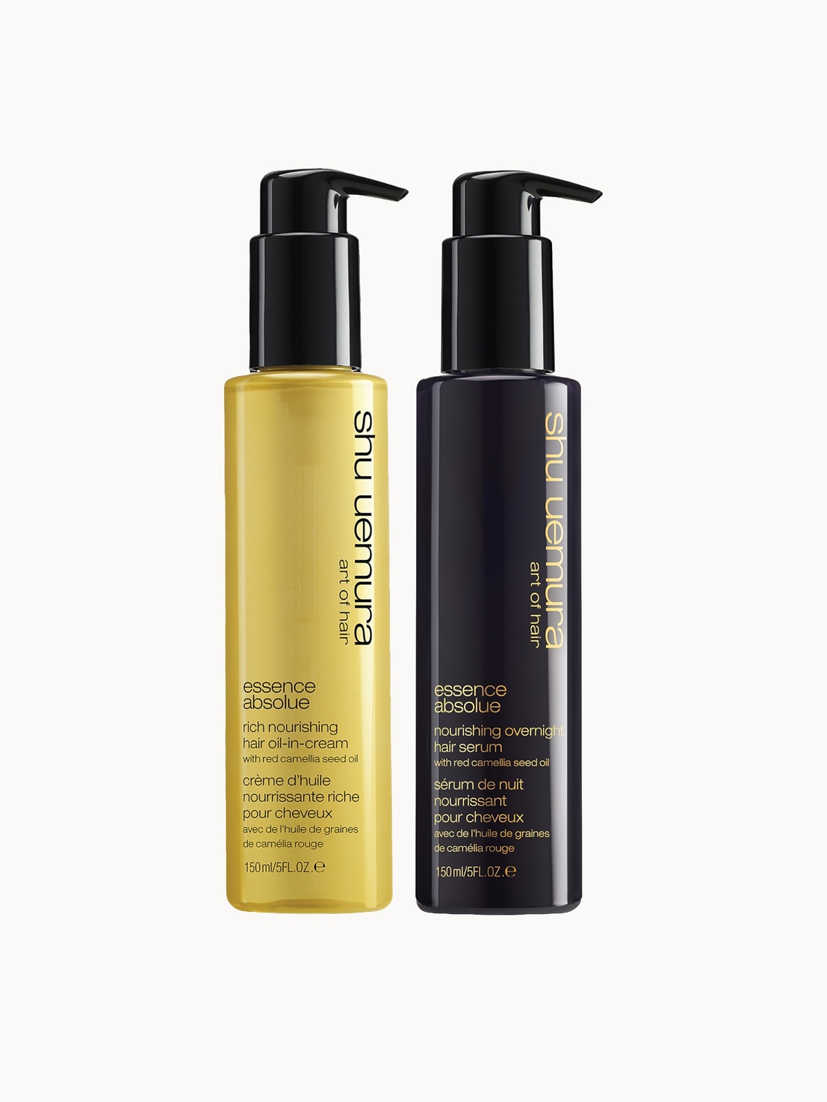 Shu Uemura Art of Hair Essence Absolue Oil-in-Cream and Absolue Overnight Serum Protecting Hair Routine for Very Dry Hair