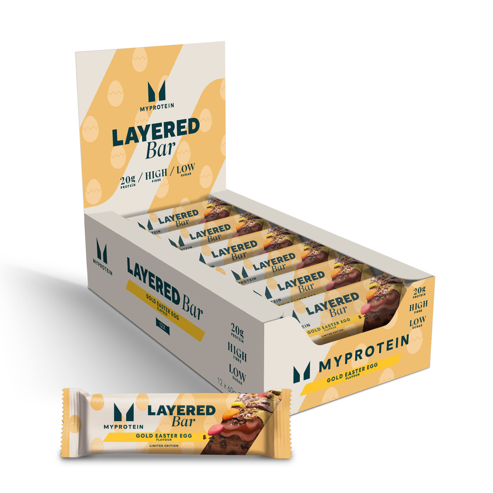 5059883365572 - Layered Protein Bar - 12 x 60g - Gold Easter Egg