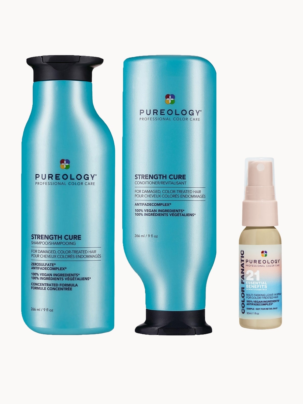 Pureology Strength Cure Shampoo, Conditioner and Color Fanatic Mini Routine for Coloured Hair