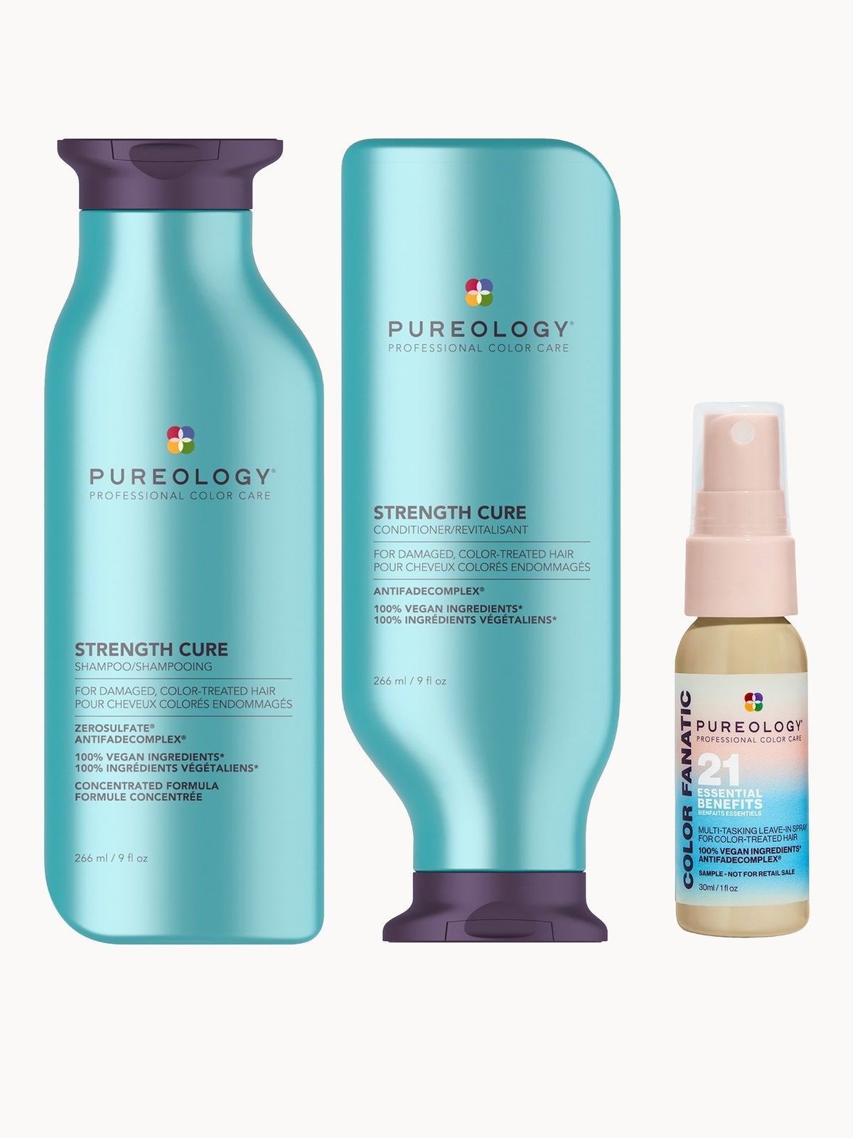 Pureology Strength Cure Shampoo, Conditioner and Color Fanatic Mini Routine for Coloured Hair