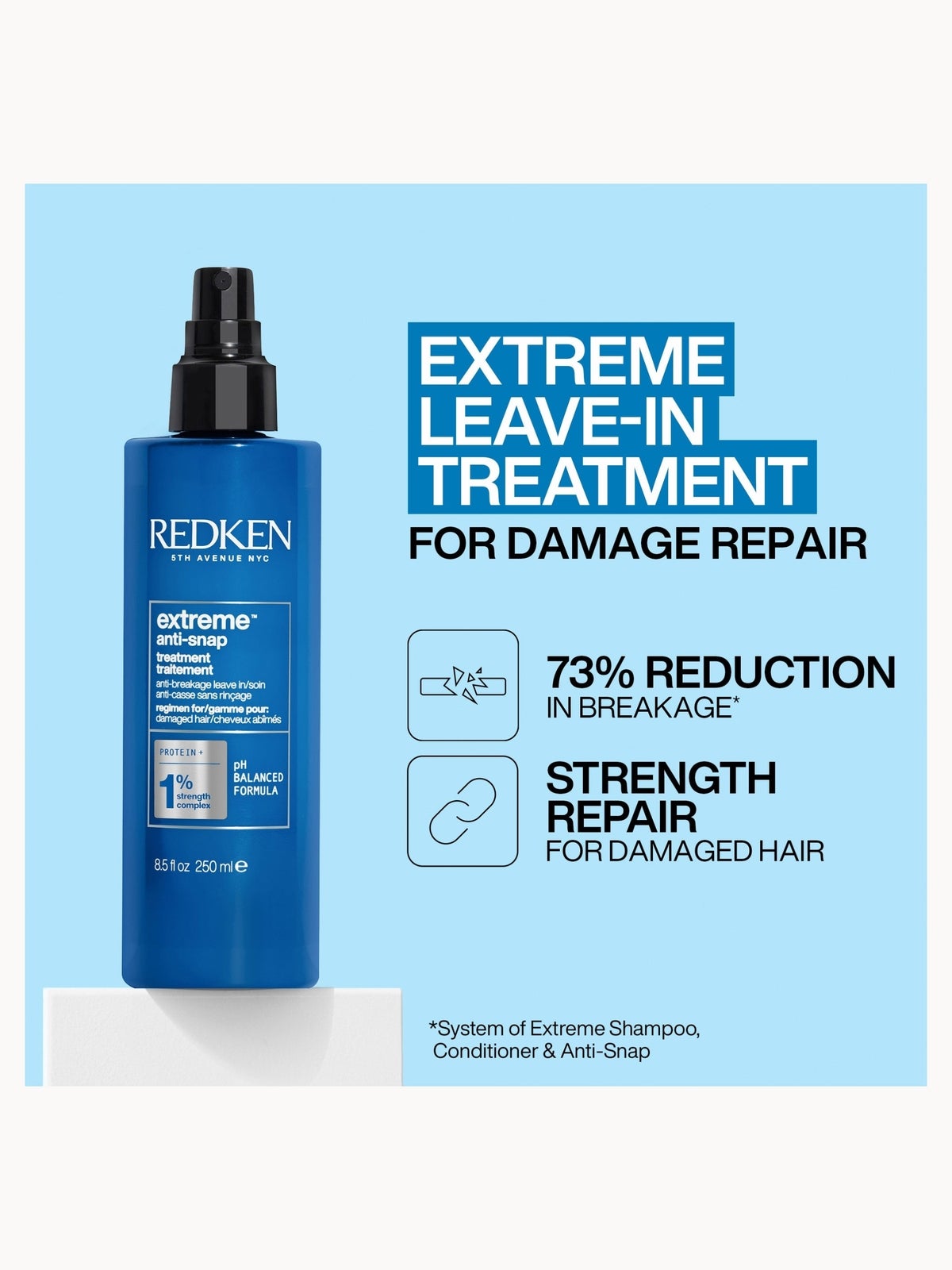 Redken Extreme Shampoo 300ml, Conditioner 300ml, Anti Snap 250ml and One United 30ml Bundle for Damaged Hair (Worth £76.32) 4