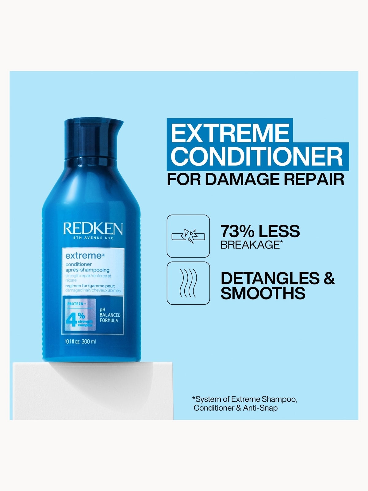 Redken Extreme Shampoo 300ml, Conditioner 300ml, Anti Snap 250ml and One United 30ml Bundle for Damaged Hair (Worth £76.32) 3