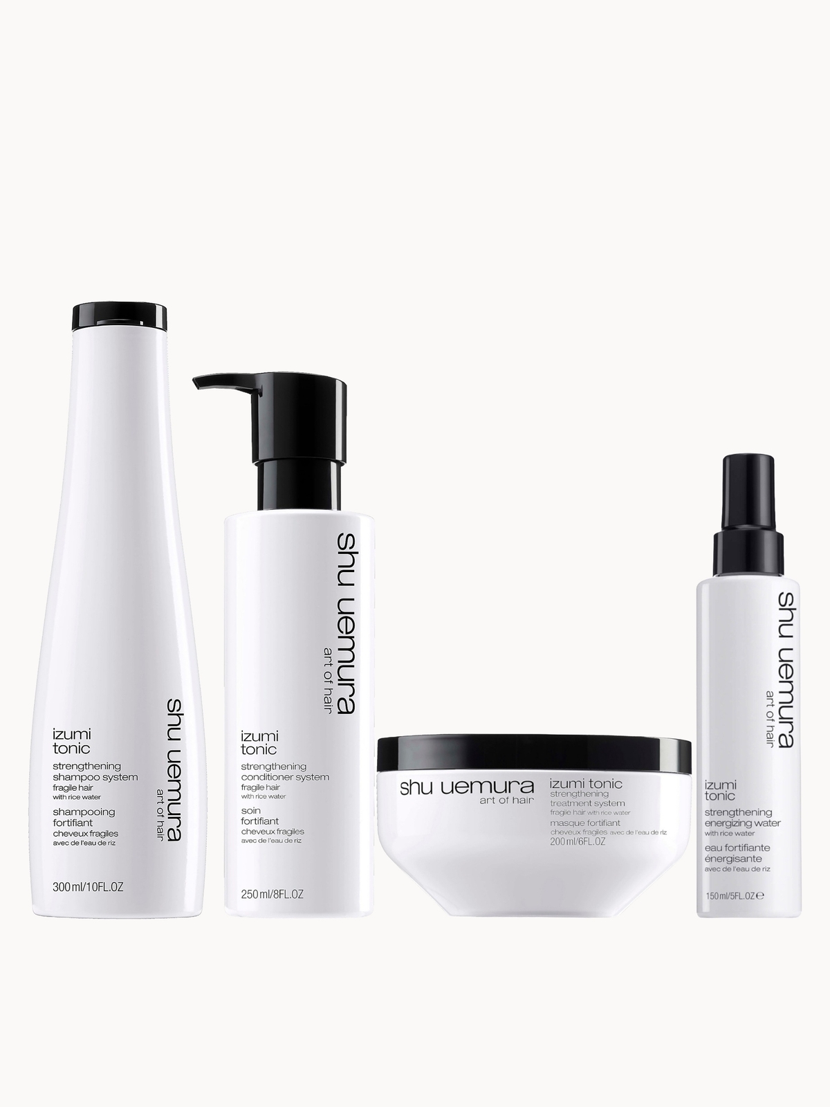 Shu Uemura Art of Hair Izumi Tonic Rice Water Shampoo, Conditioner, Hair Mask and Tonic Water Routine
