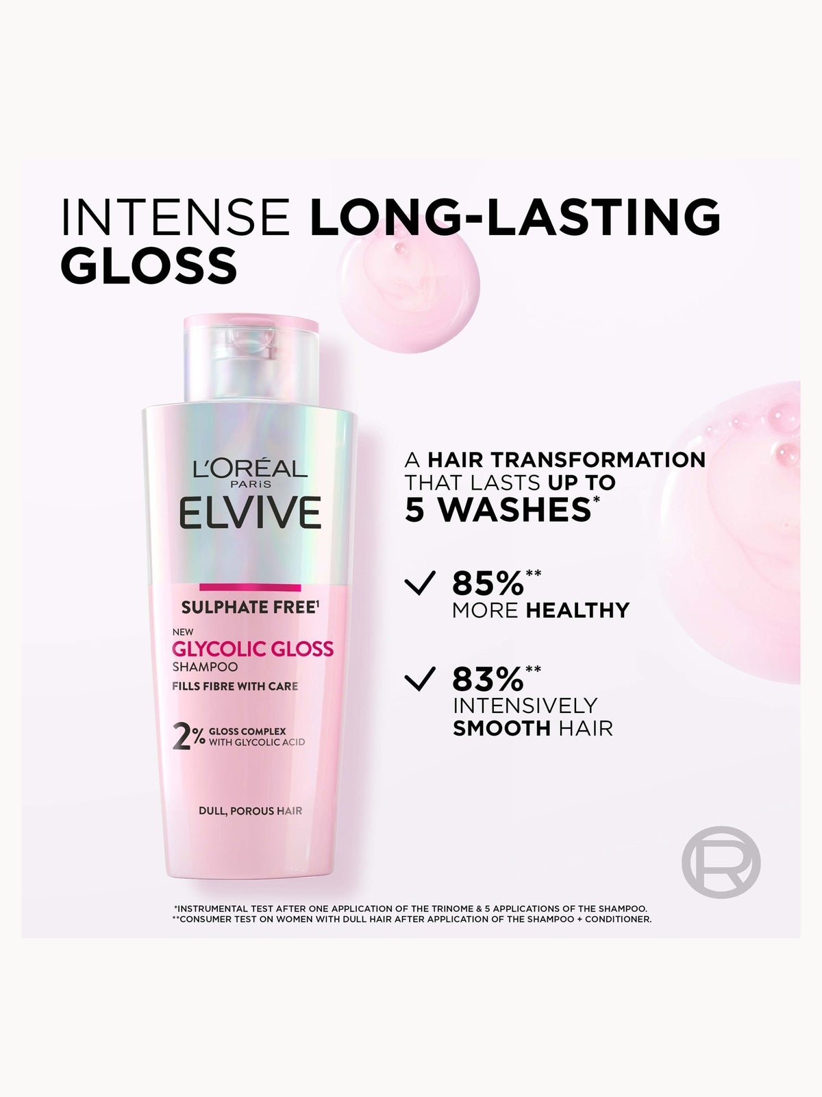 L'Oréal Paris Elvive Glycolic Gloss Sulphate Free Shampoo for Dull Hair 200ml 3