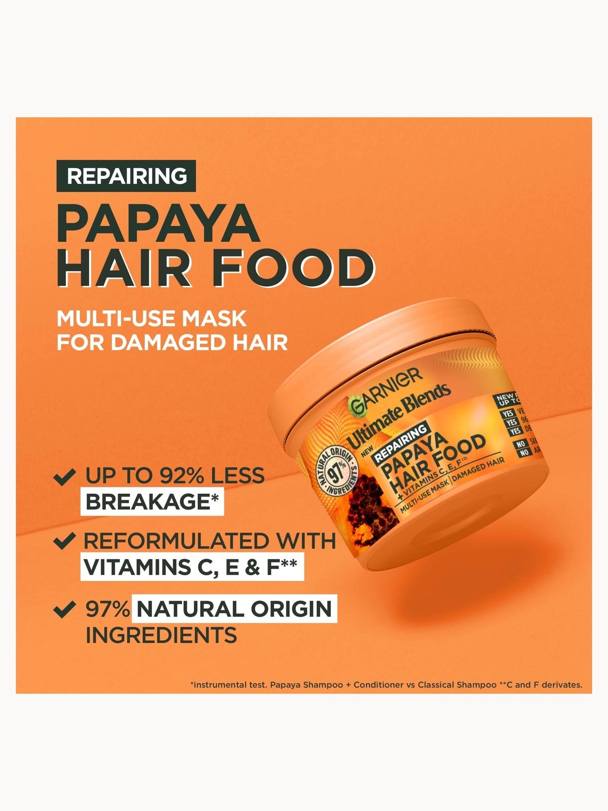Garnier Ultimate Blends Papaya 3-in-1 Damaged Hair Mask Duo 3