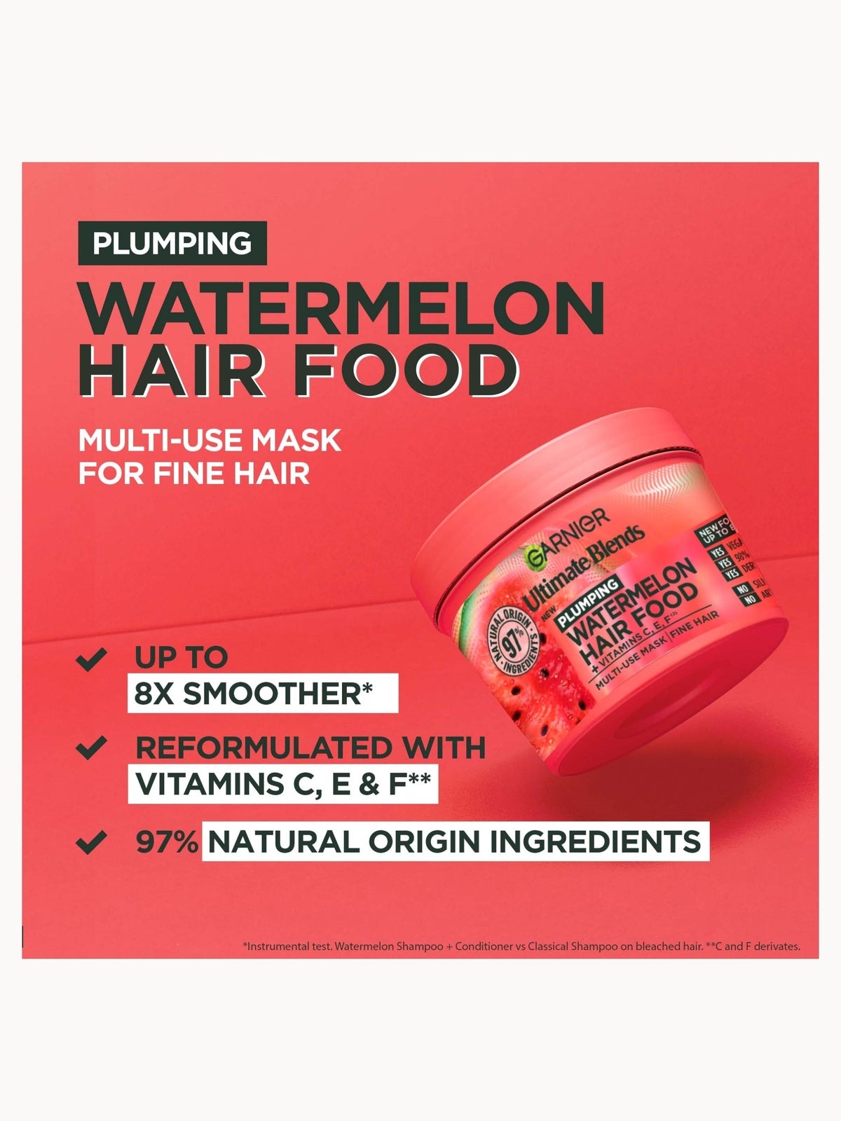 Garnier Ultimate Blends Watermelon 3-in-1 Plumping Hair Mask Duo 3